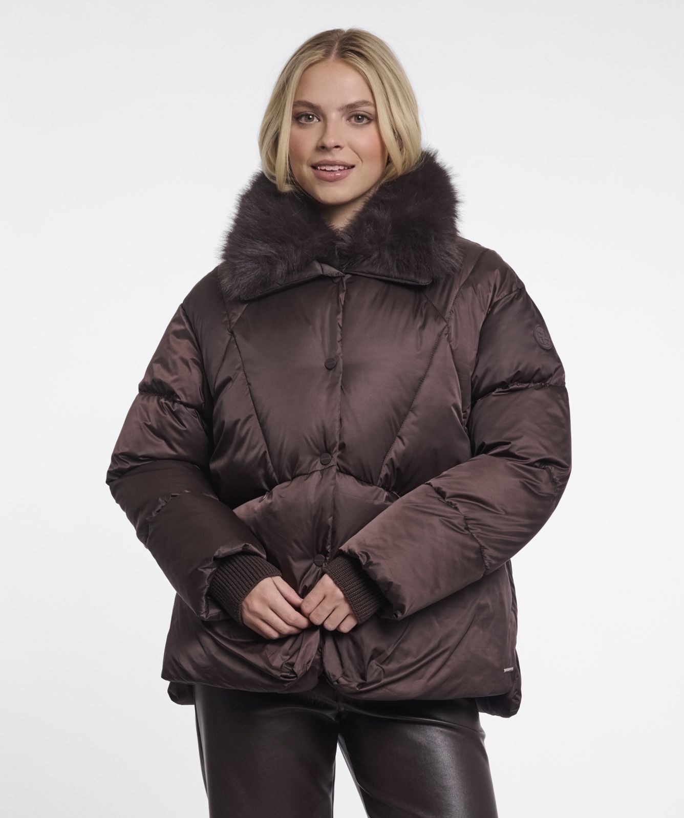 Rino & Pelle Sigi Padded Coat with Detachable Collar - Peated