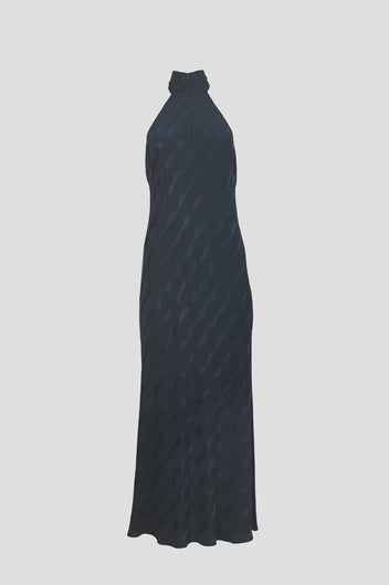 RIXO Maura Dress in Wave Jacquard Black