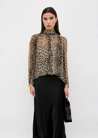 RIXO Rya Top - Nina Leopard Mocha