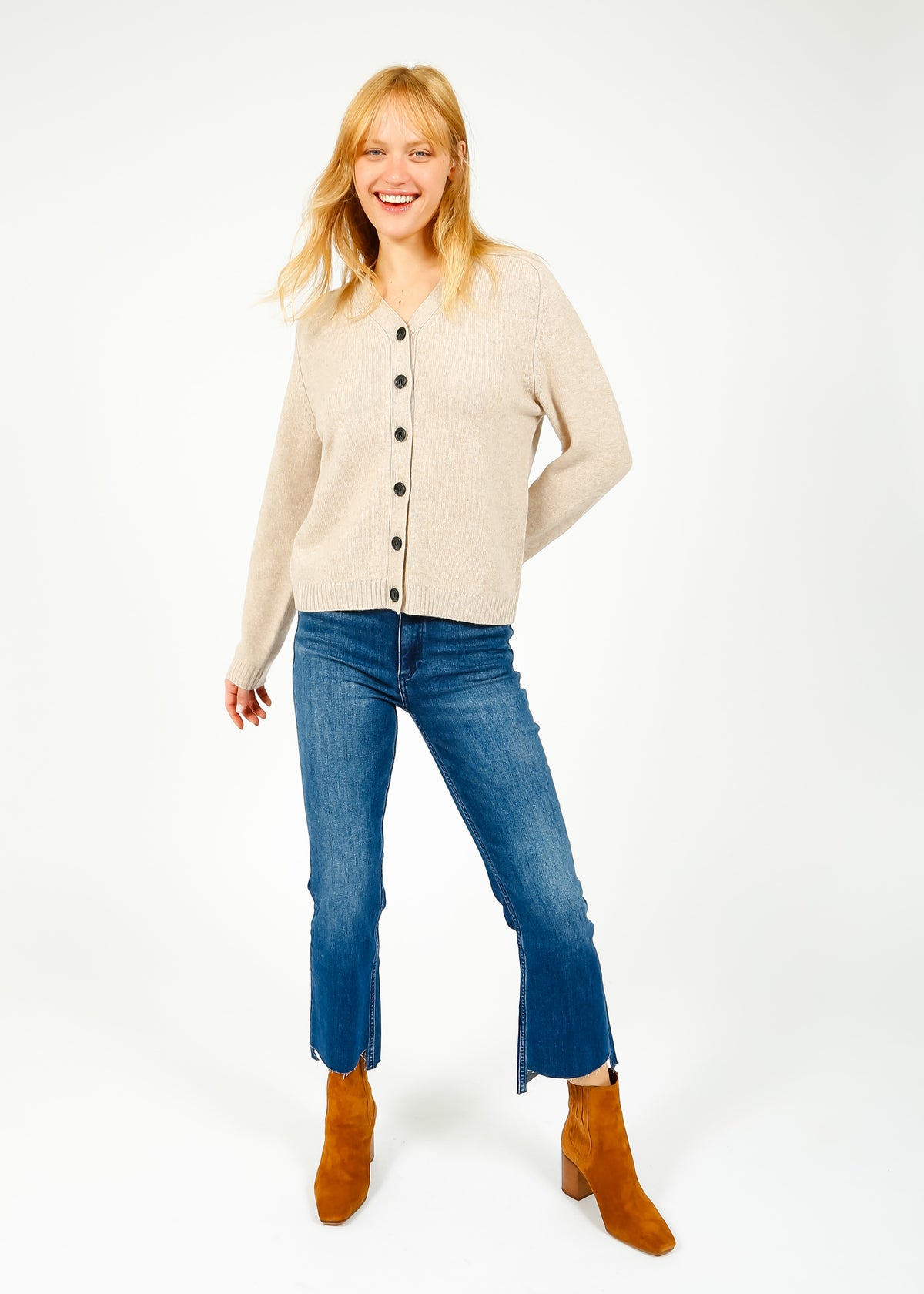 R&B Casey High Rise Ankle Flare in Mindy Indigo