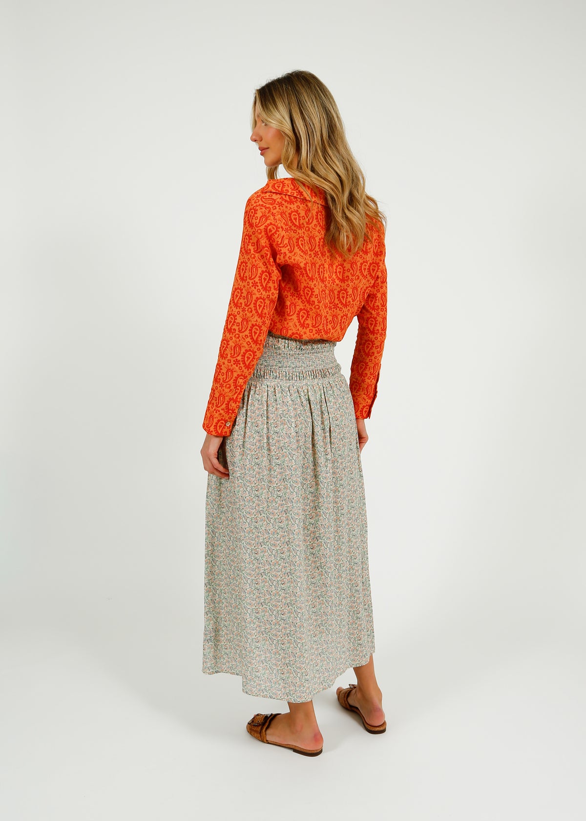 Primrose Park Abi Skirt in Block Print Cream