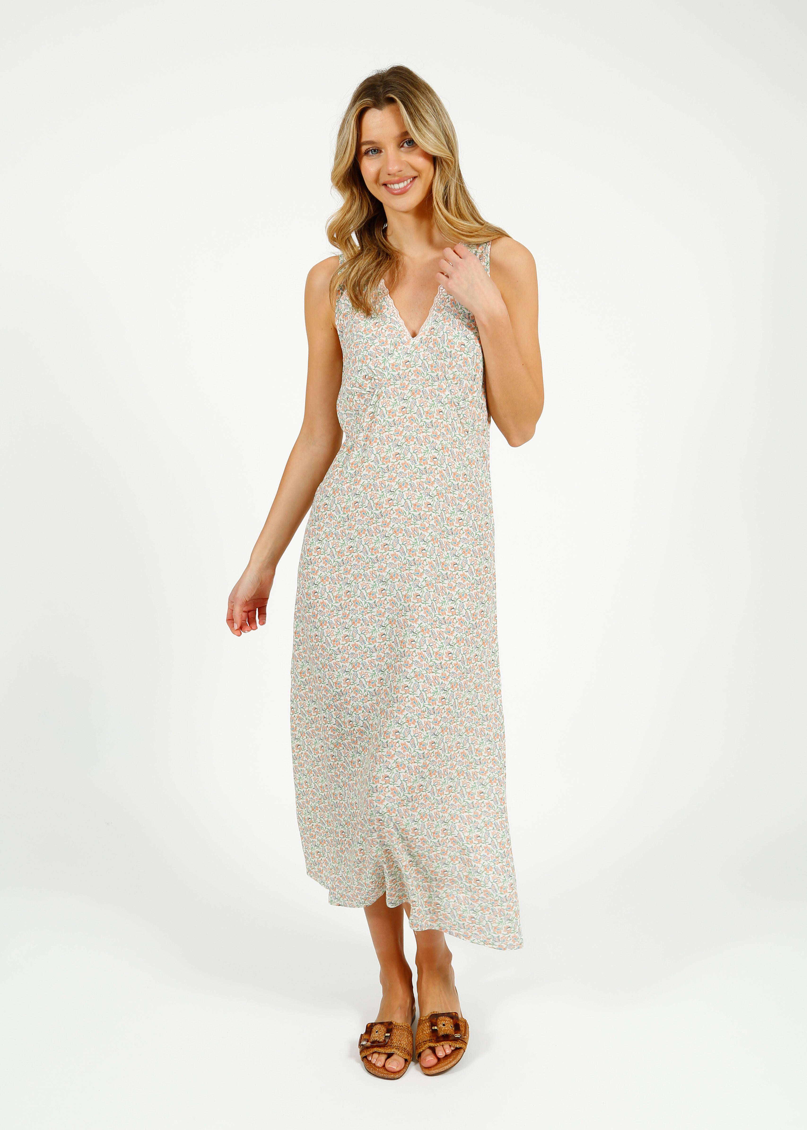 Primrose Park Mel Dress in Block Print Cream