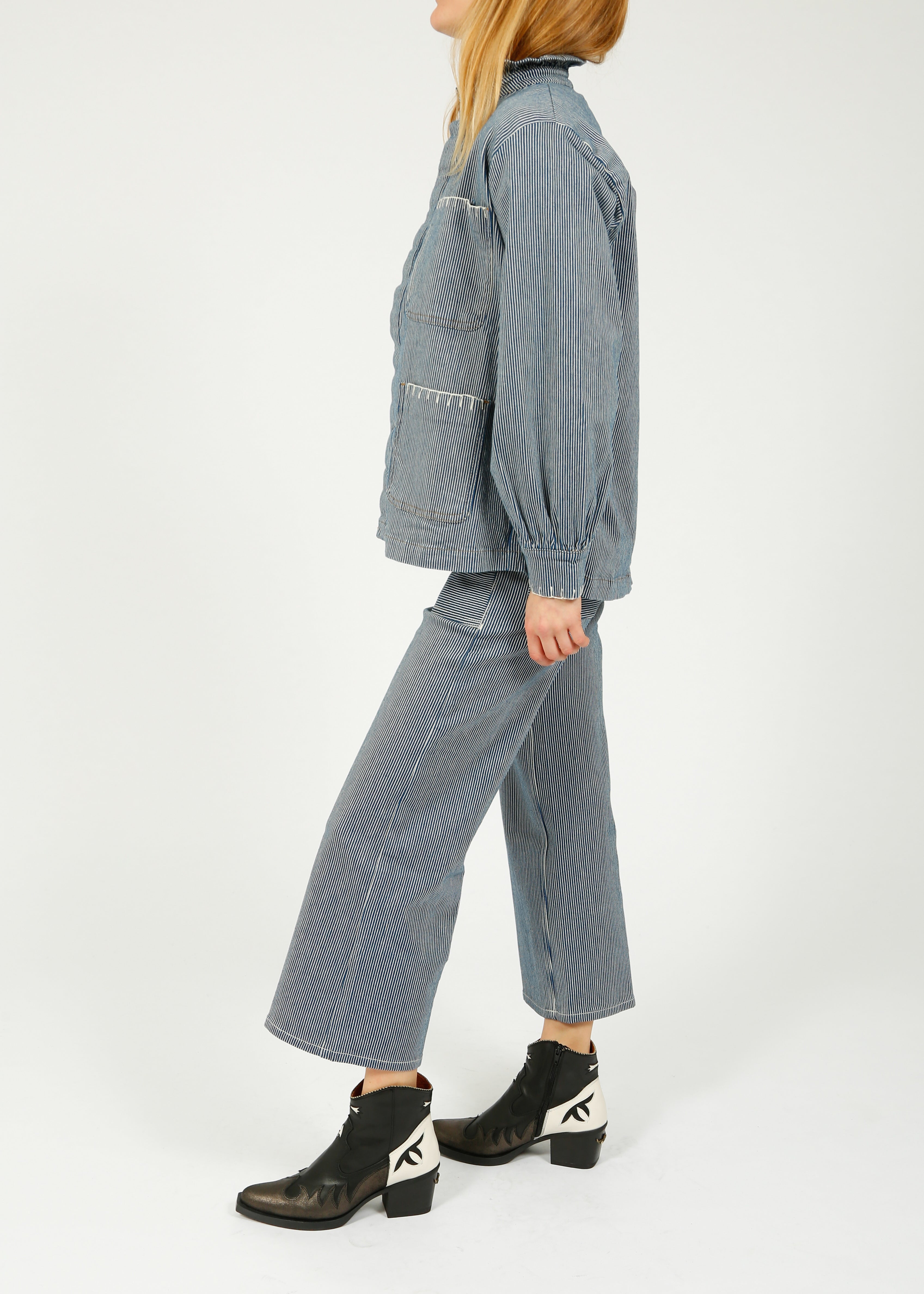 S&M Pablo Jacket in Striped Denim
