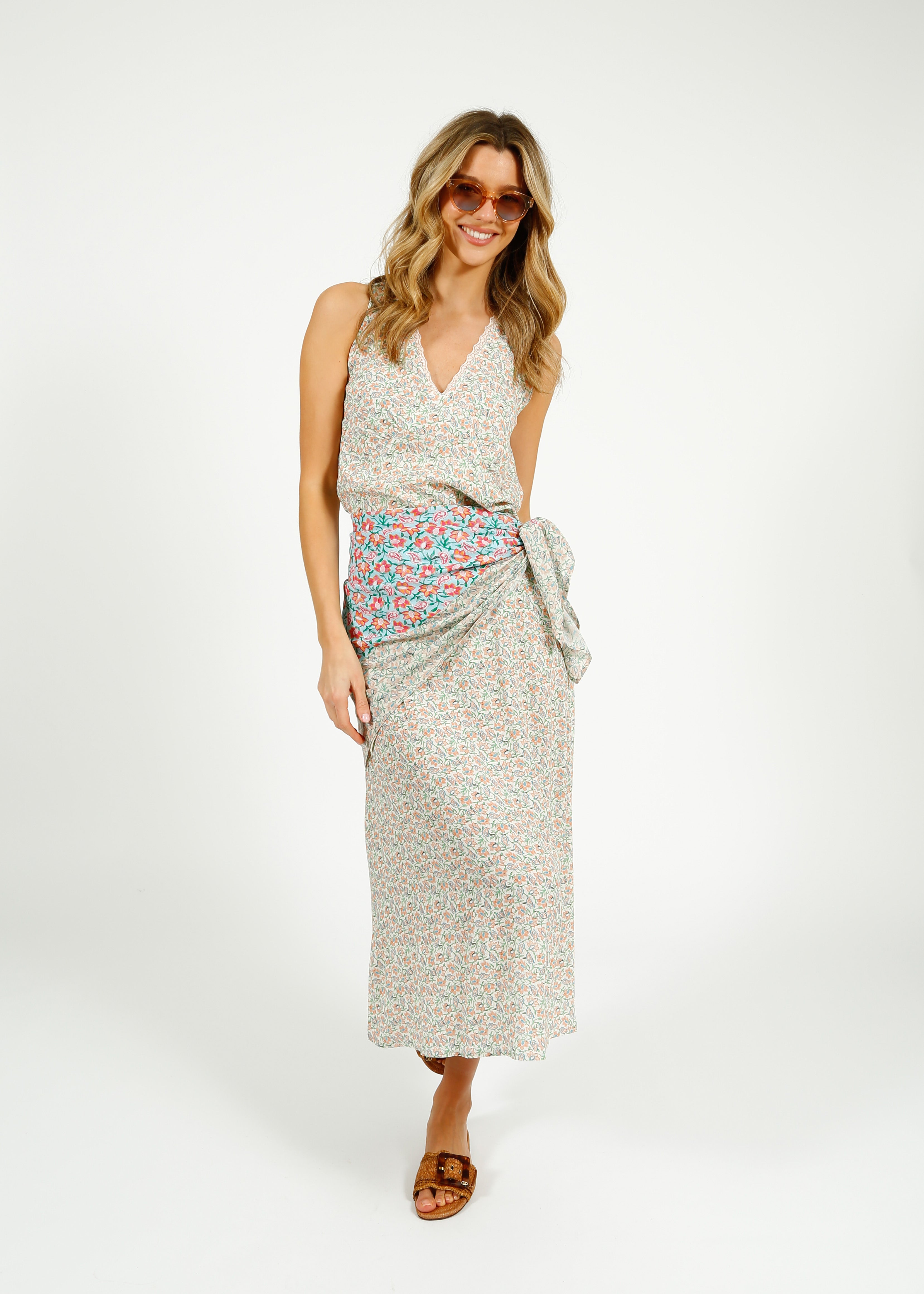 Primrose Park Mel Dress in Block Print Cream