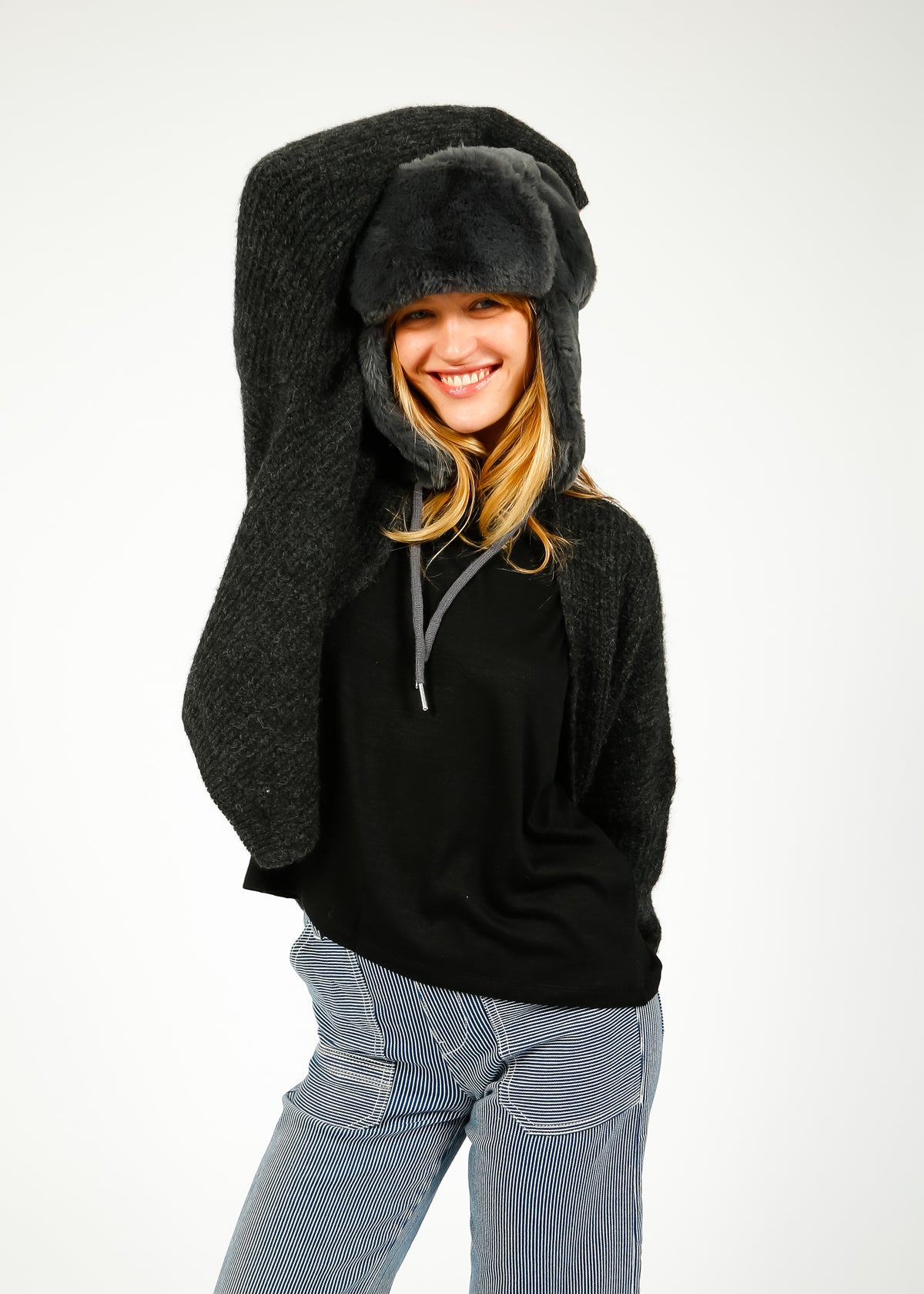 R&P Adele Faux Fur Hat in Night