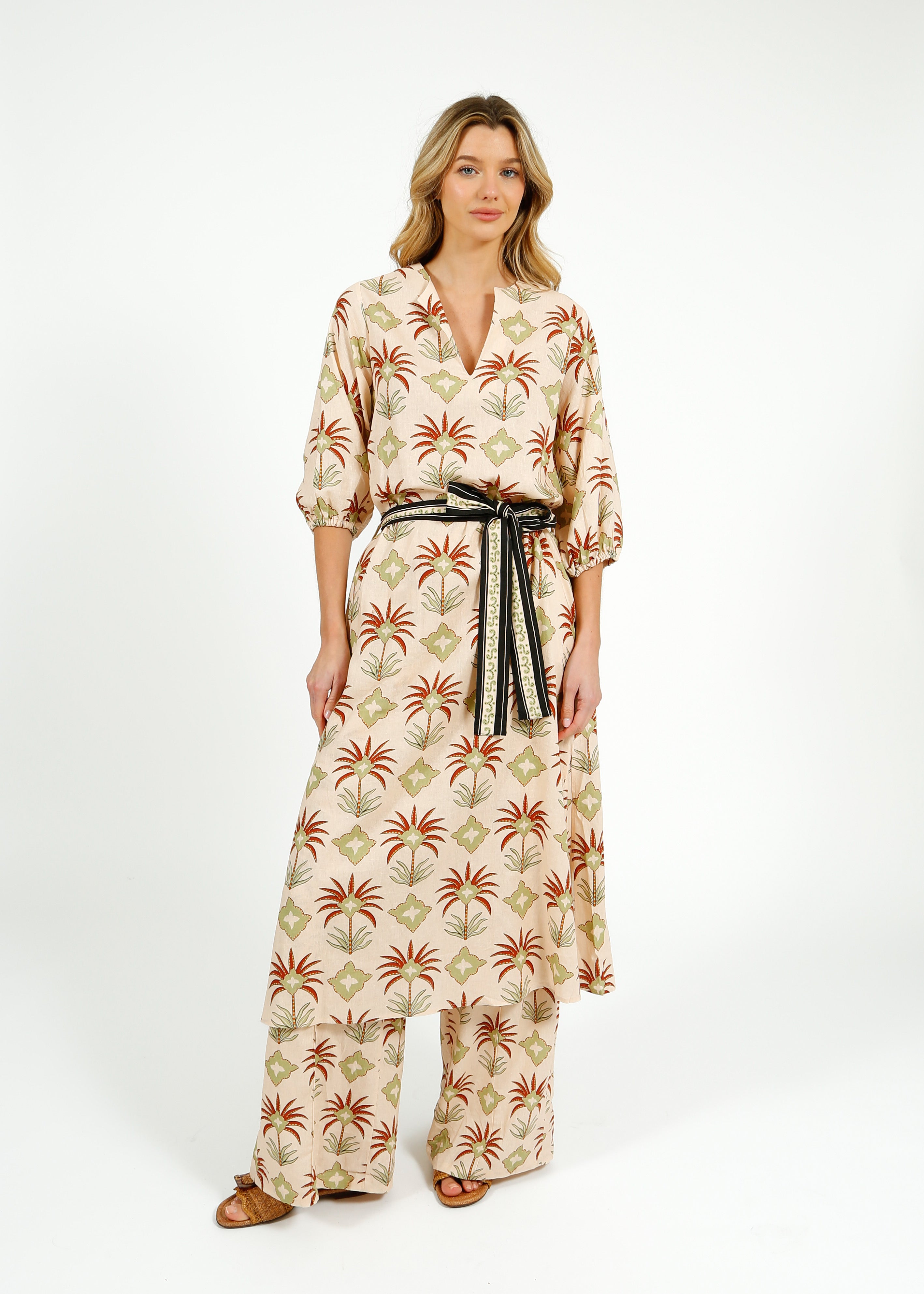 Primrose Park Harper Dress in Maxi Palm Cream
