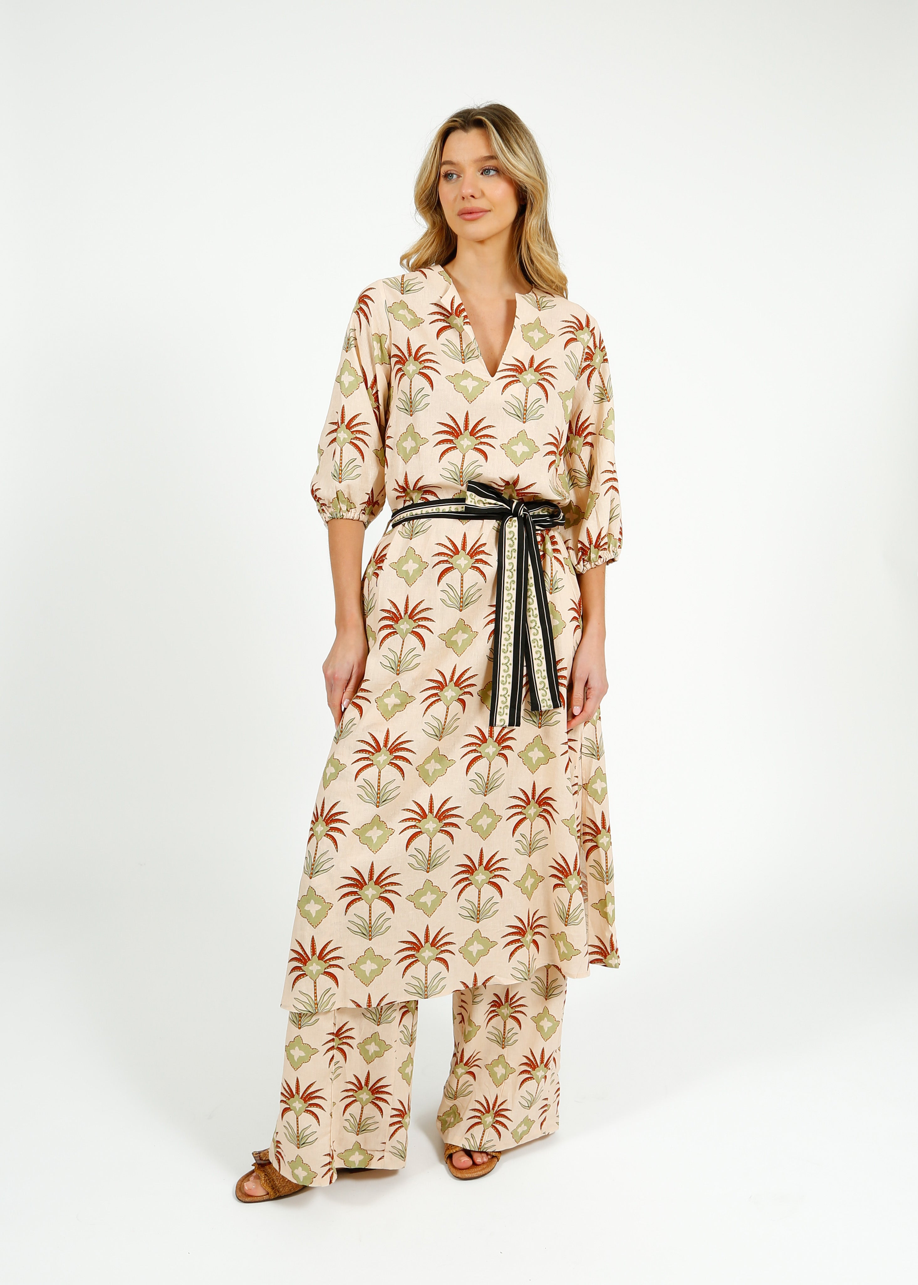 Primrose Park Harper Dress in Maxi Palm Cream