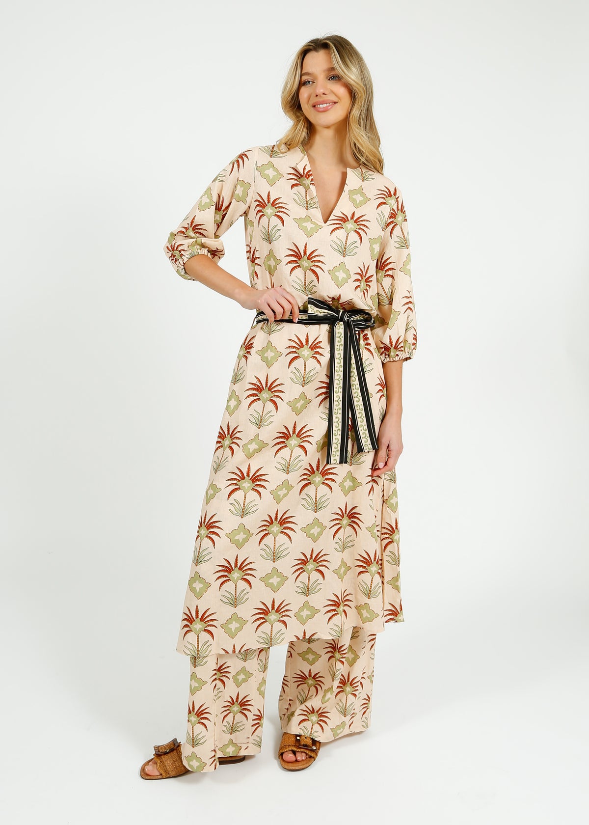 Primrose Park Harper Dress in Maxi Palm Cream