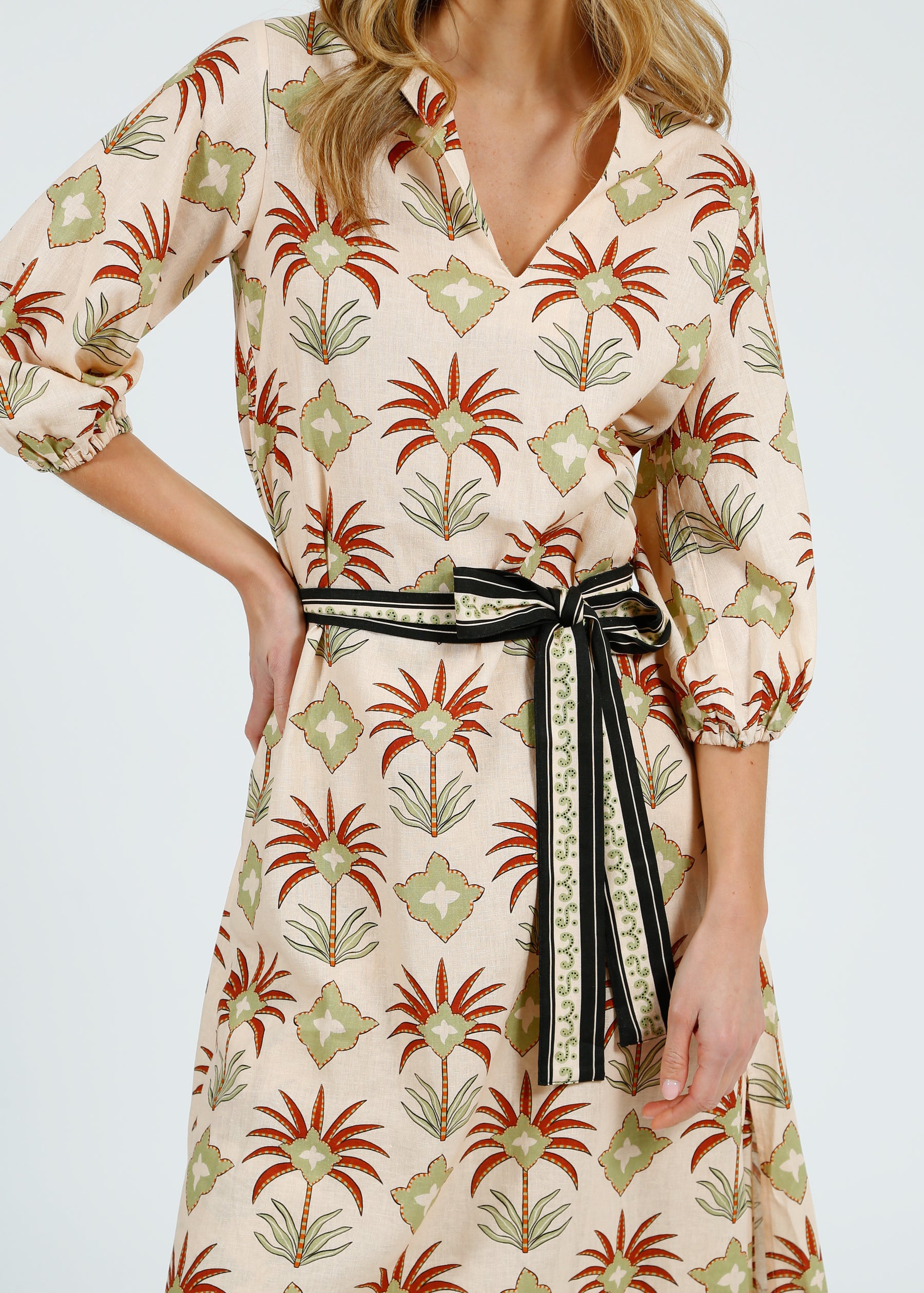Primrose Park Harper Dress in Maxi Palm Cream