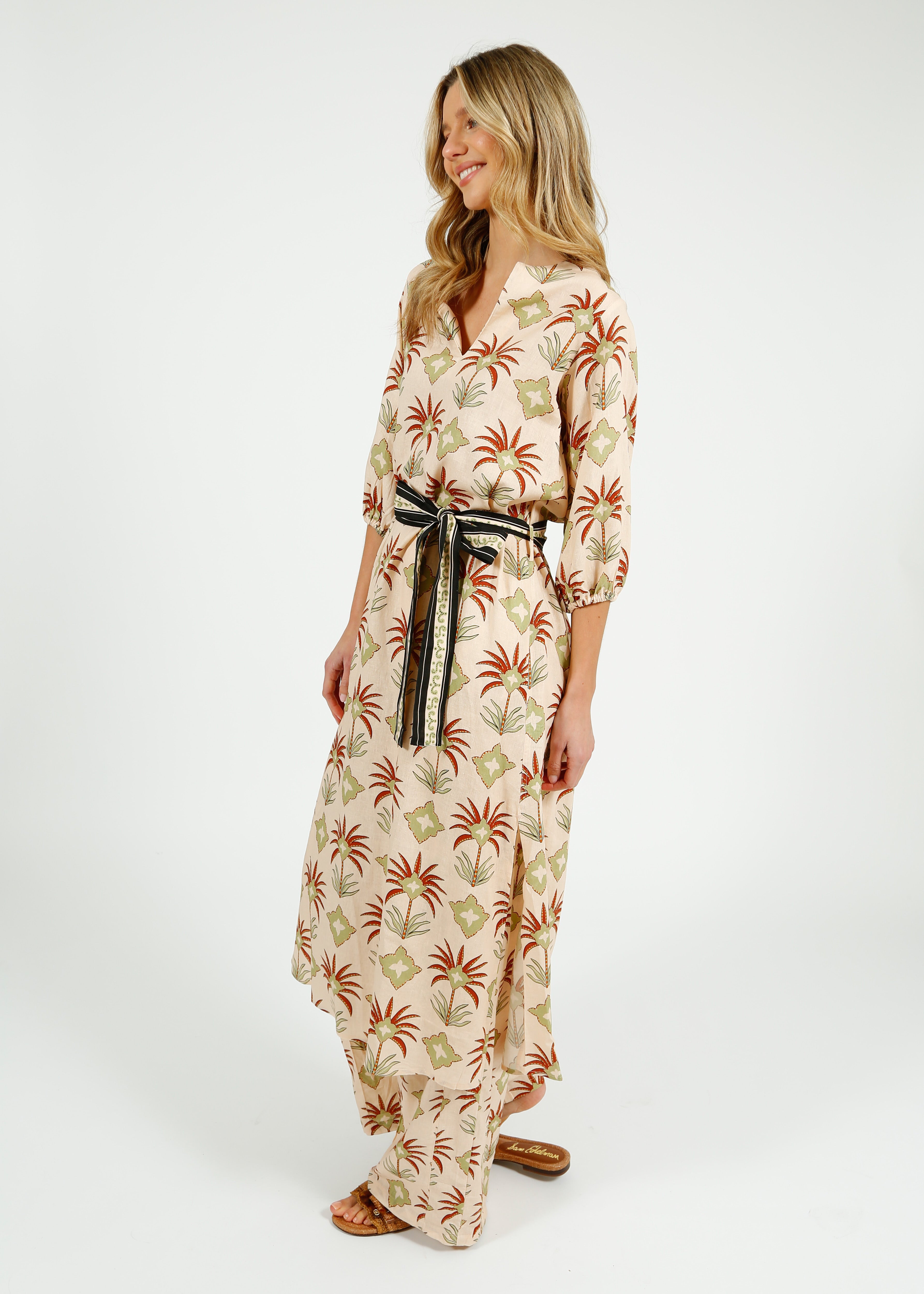 Primrose Park Harper Dress in Maxi Palm Cream