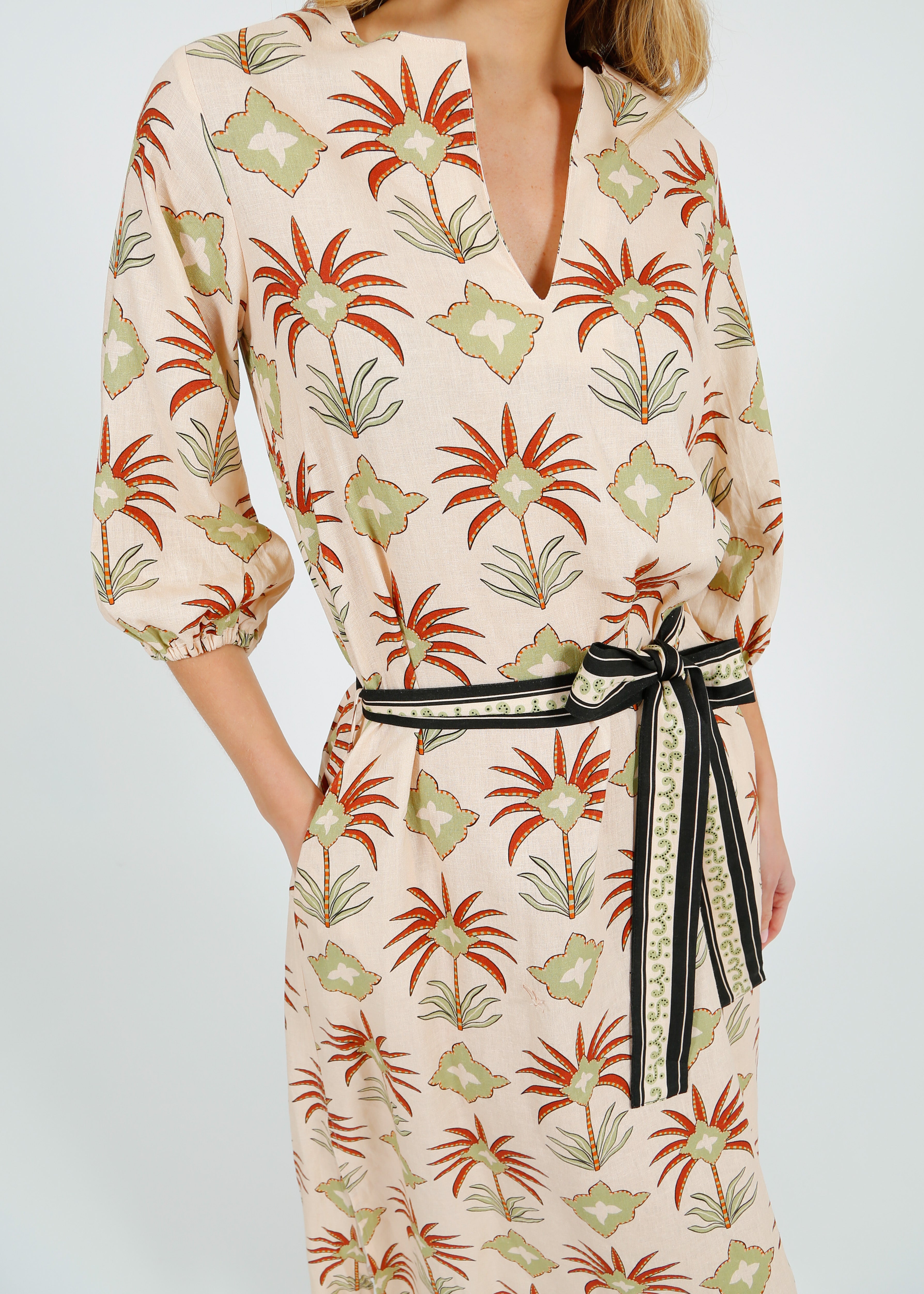 Primrose Park Harper Dress in Maxi Palm Cream