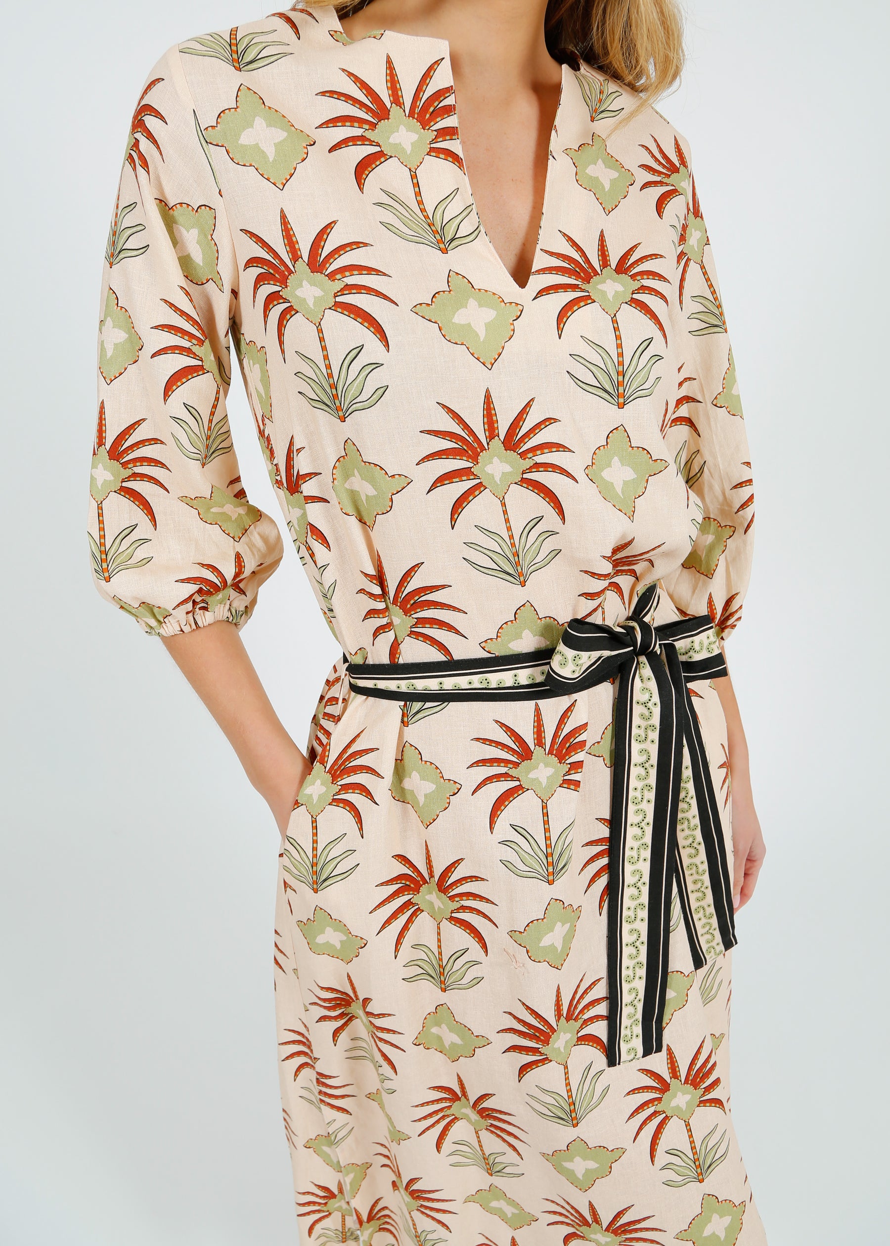 Primrose Park Harper Dress in Maxi Palm Cream