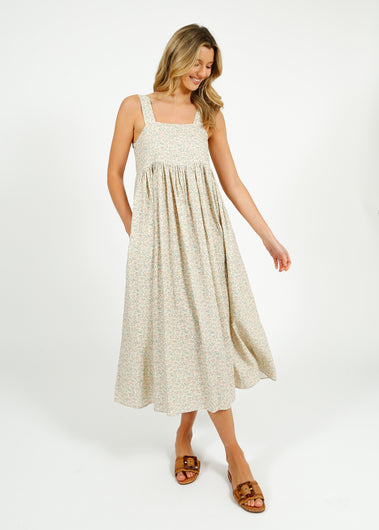 Primrose Park Bee Dress in Block Print Cream