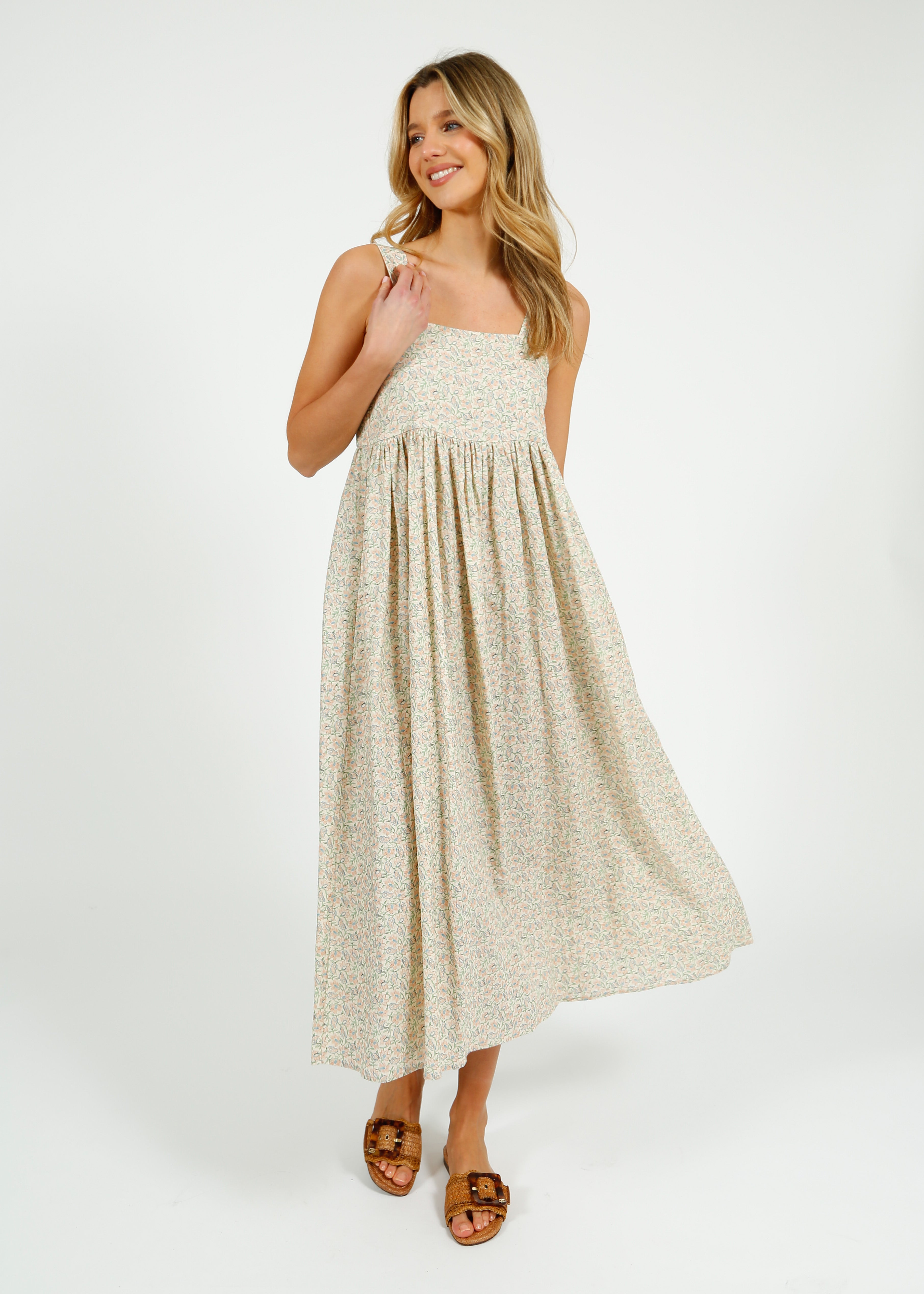 Primrose Park Bee Dress in Block Print Cream