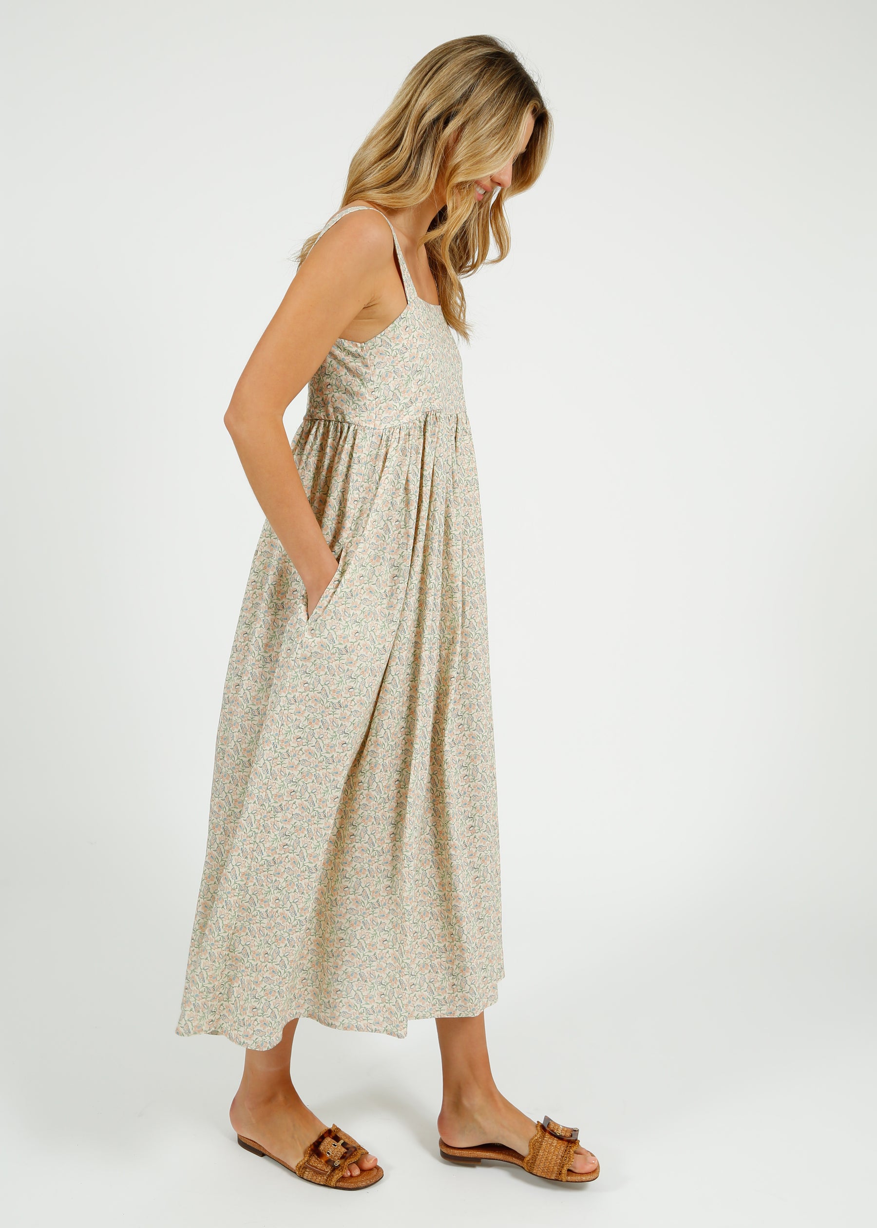 Primrose Park Bee Dress in Block Print Cream