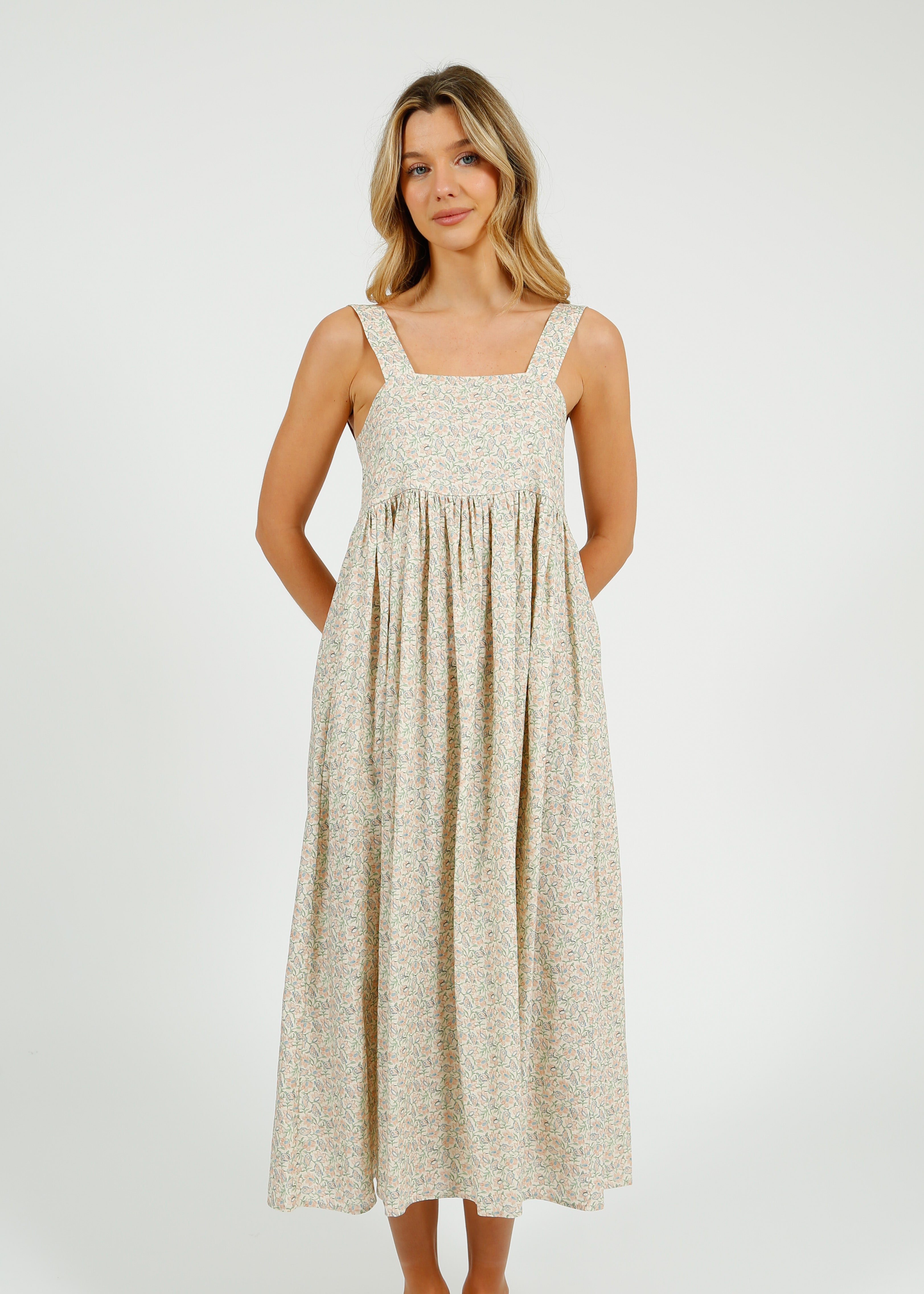 Primrose Park Bee Dress in Block Print Cream