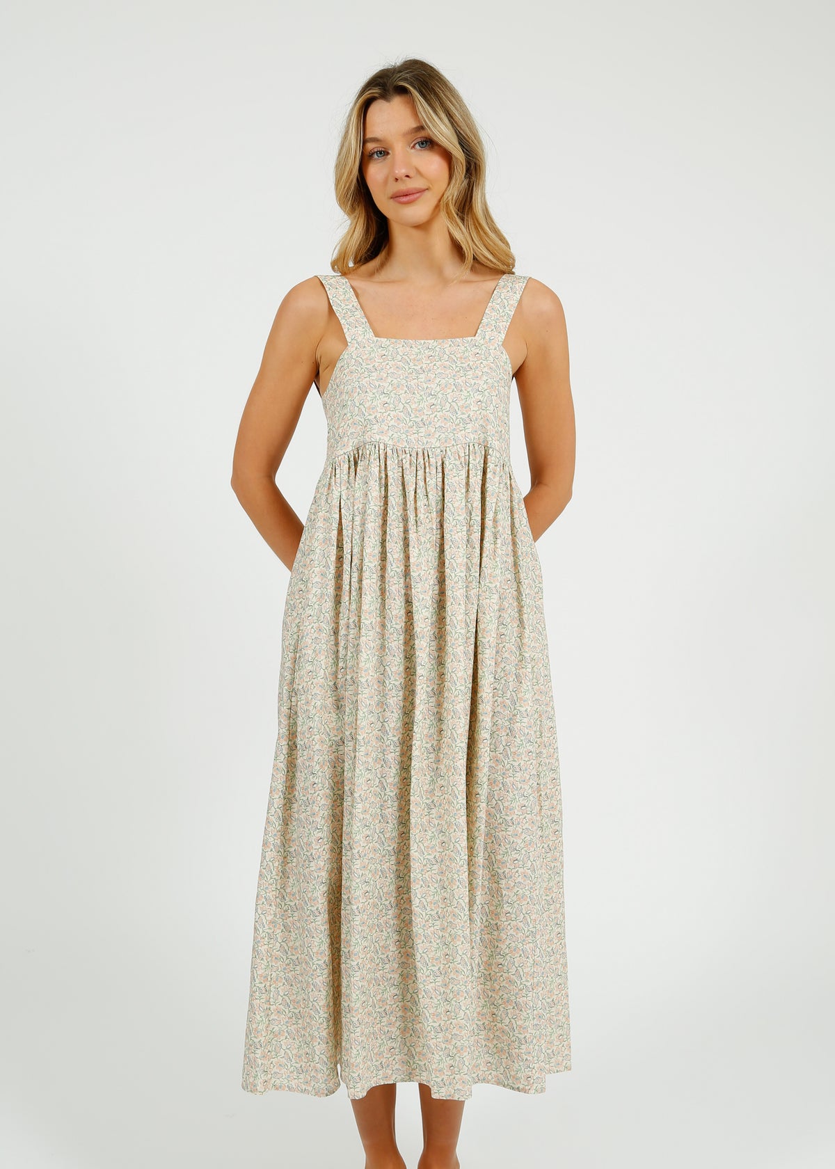 Primrose Park Bee Dress in Block Print Cream