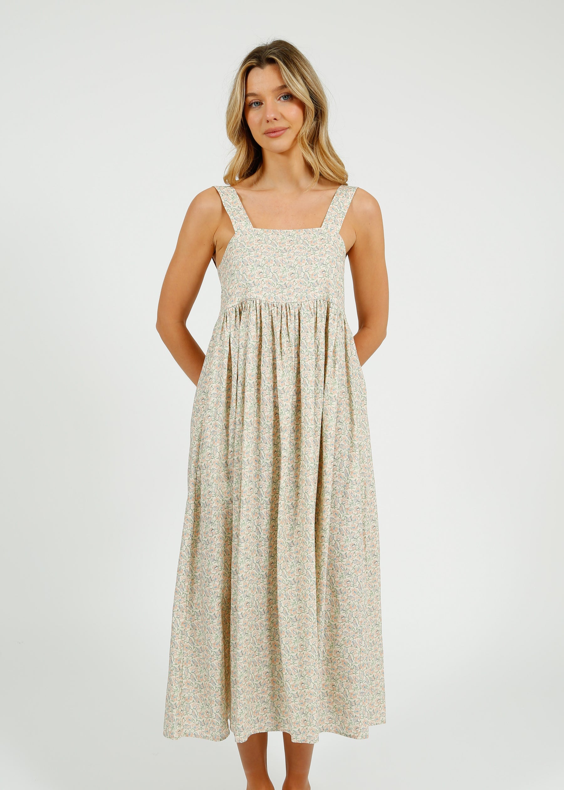 Primrose Park Bee Dress in Block Print Cream