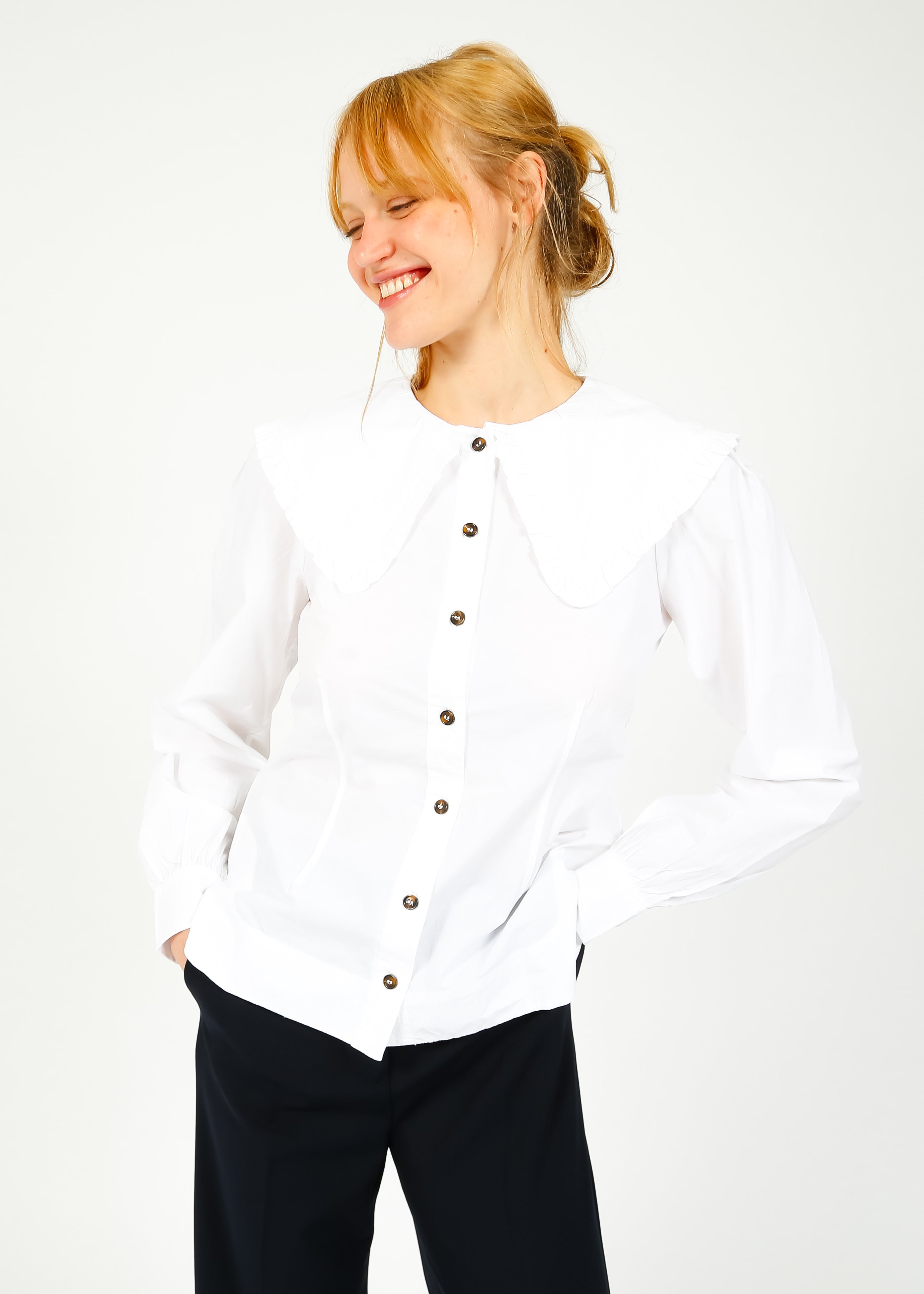 GANNI F5500 Fitted Shirt in White