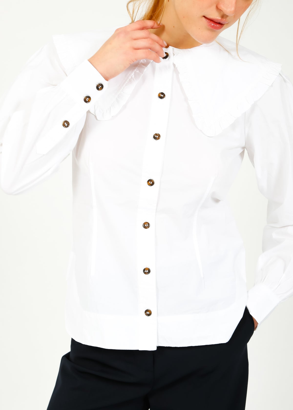 GANNI F5500 Fitted Shirt in White