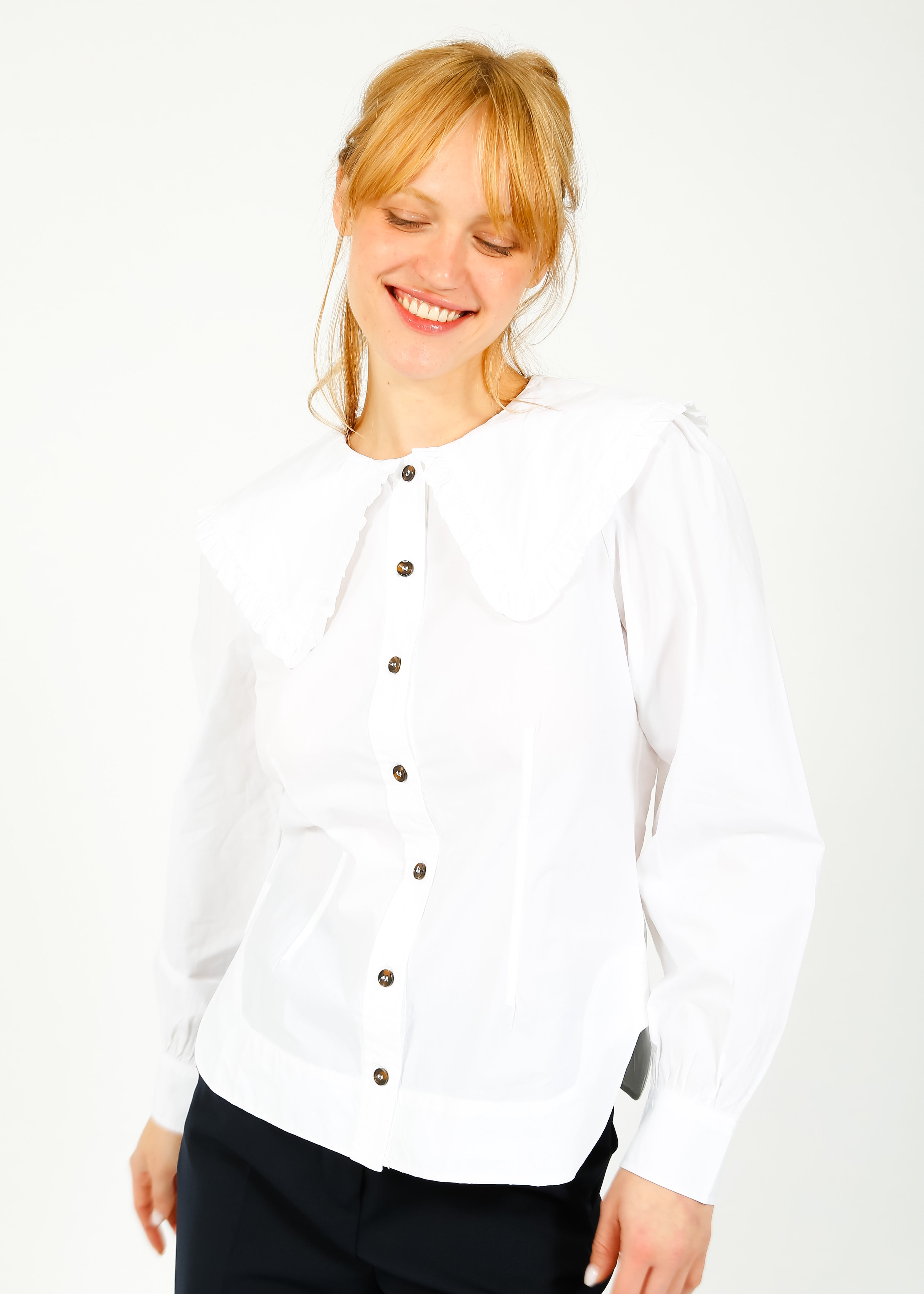 GANNI F5500 Fitted Shirt in White