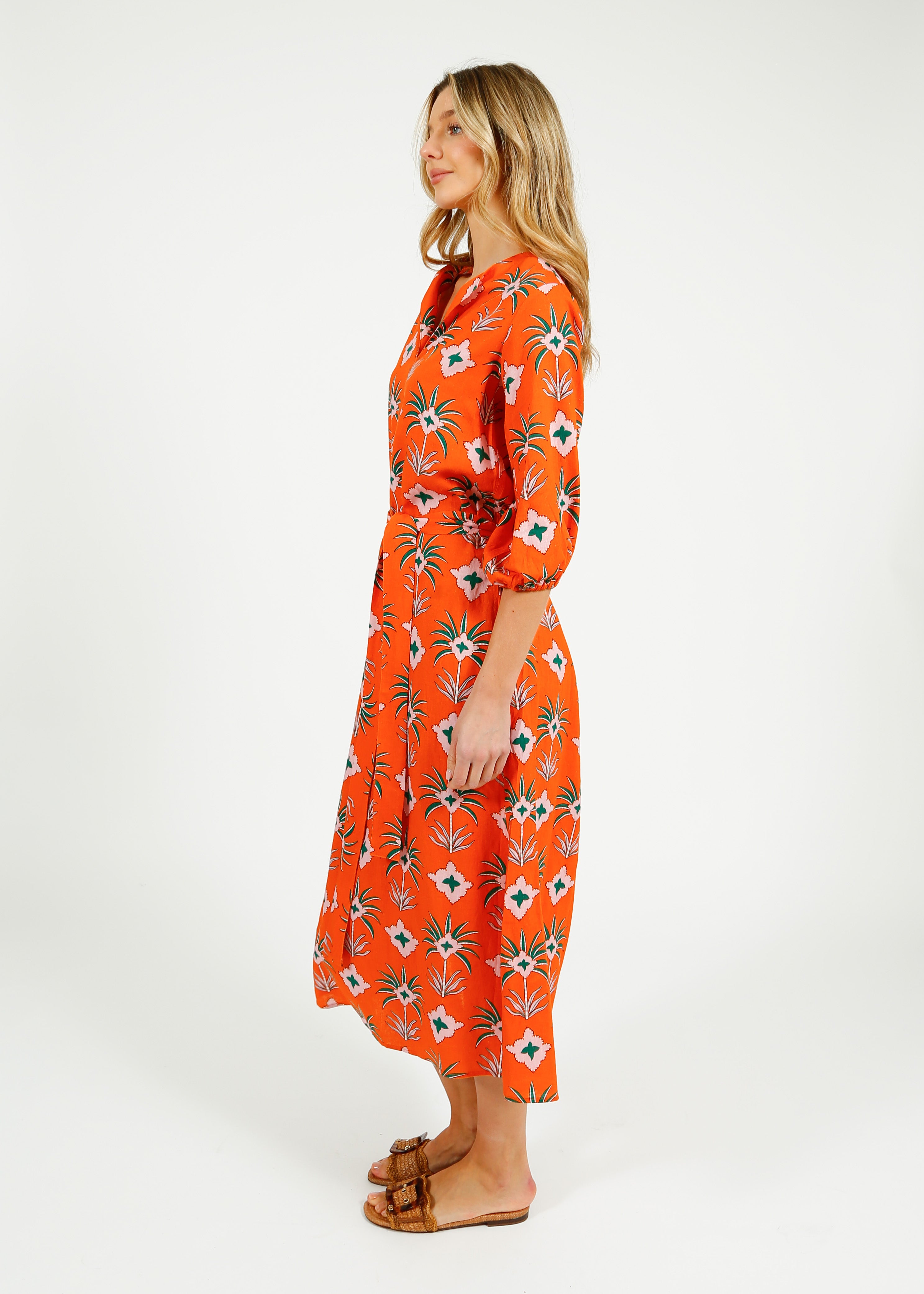 Primrose Park Harper Dress in Maxi Palm Orange