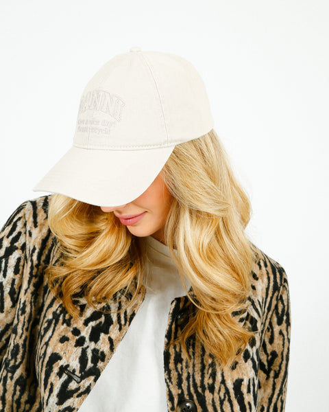 ☆Ganni☆ Logo Ball Cap Egret A5861135 Ganni Baseball Cap With Logo Embroidery Hat | eBay