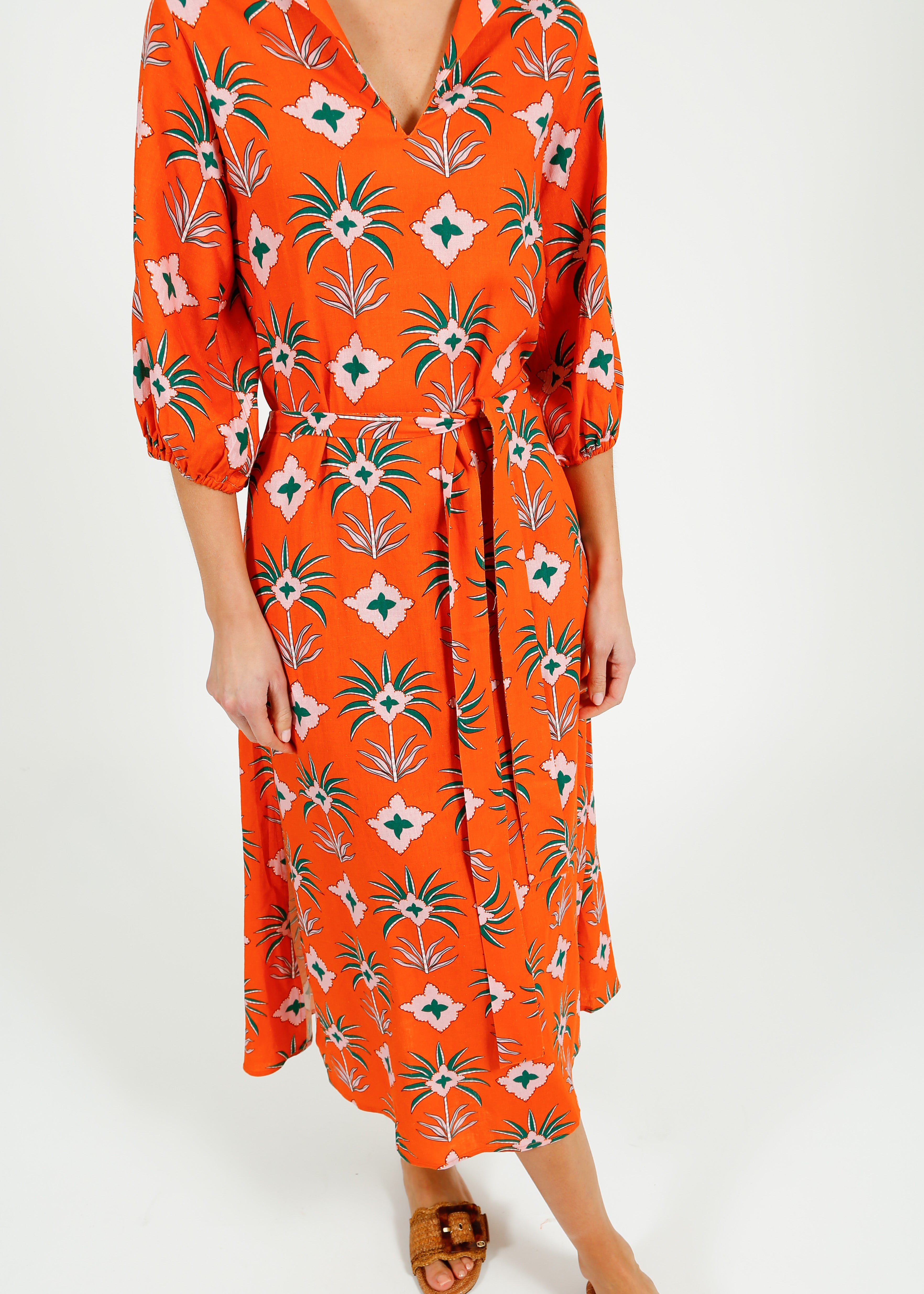 Primrose Park Harper Dress in Maxi Palm Orange