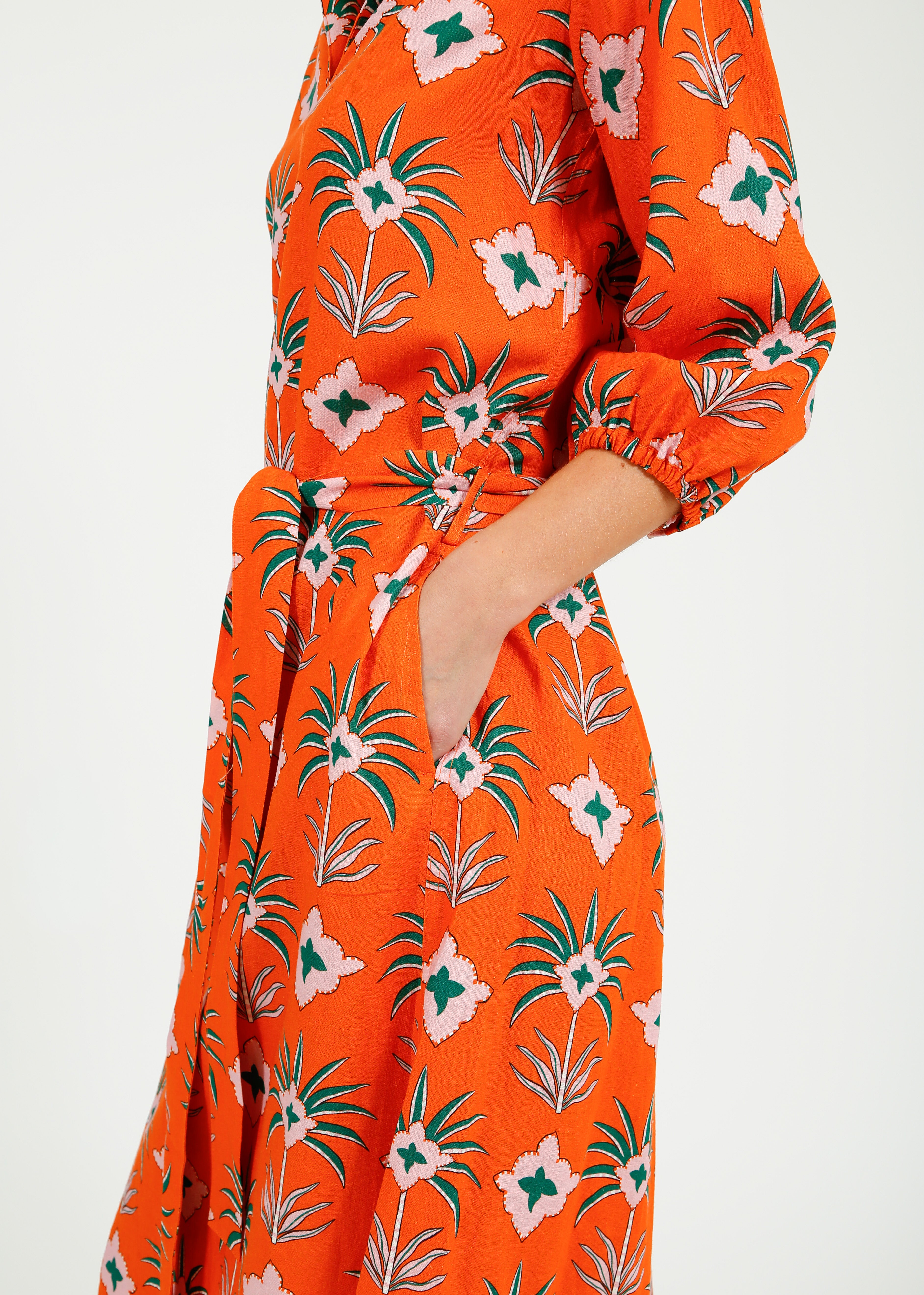 Primrose Park Harper Dress in Maxi Palm Orange