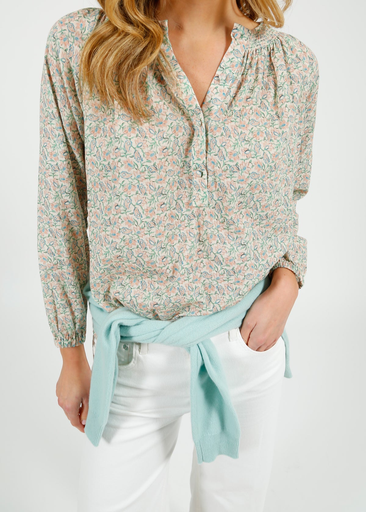 Primrose Park Jess Blouse in Block Print Cream