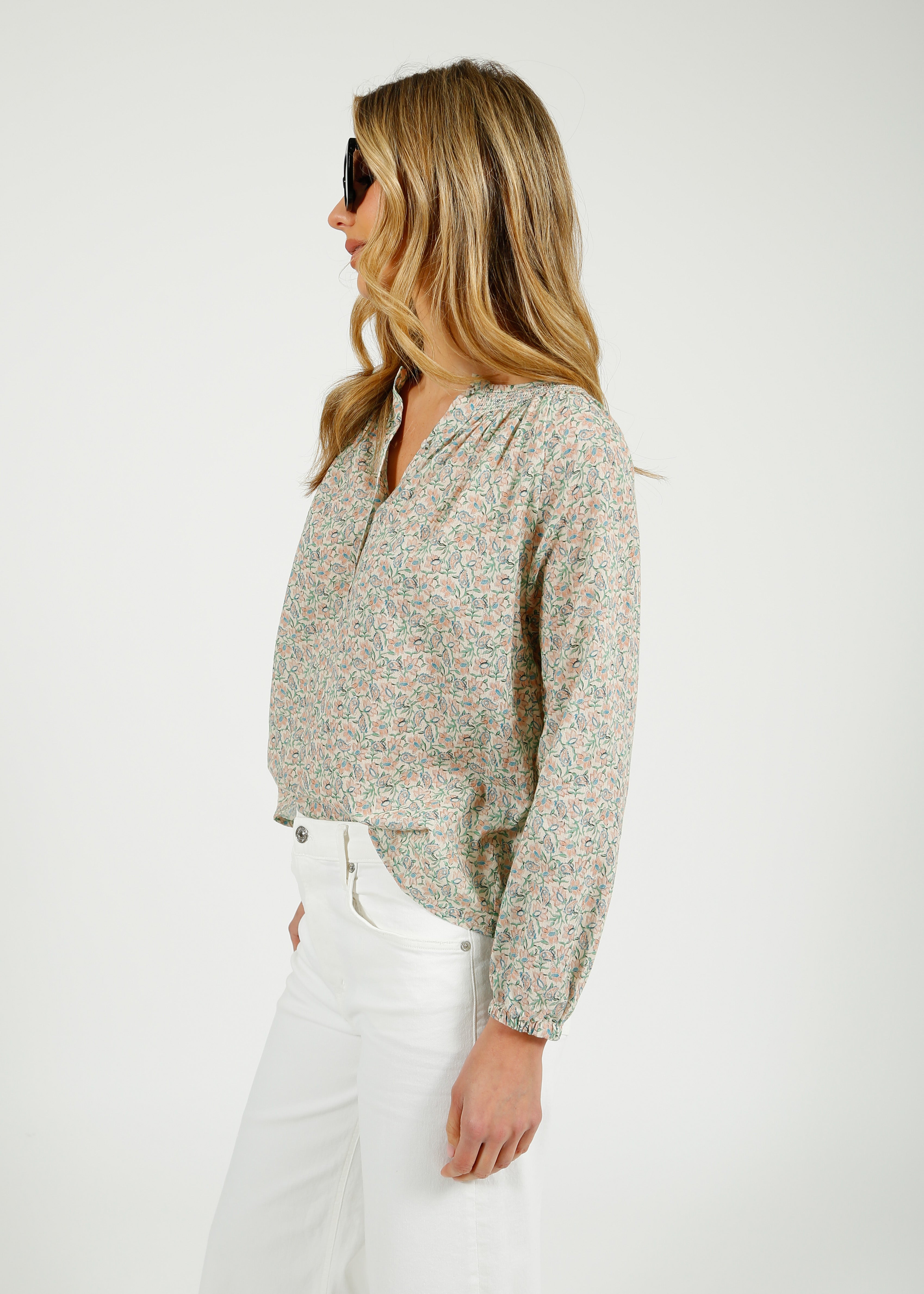 Primrose Park Jess Blouse in Block Print Cream