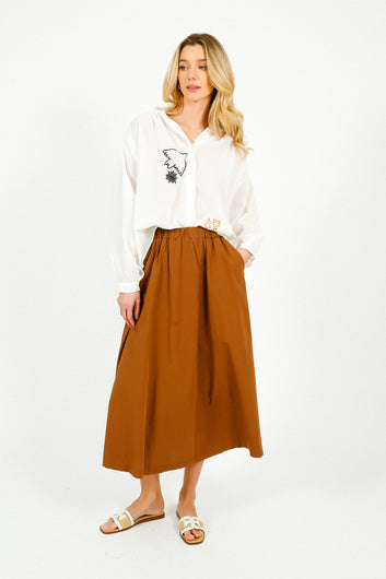 TINSELS Alex Paper Cotton Skirt in Ginger