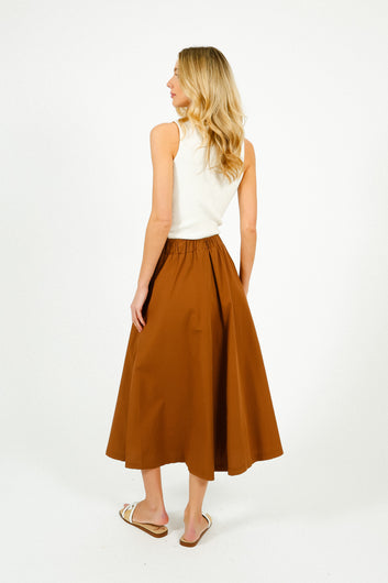 TINSELS Alex Paper Cotton Skirt in Ginger