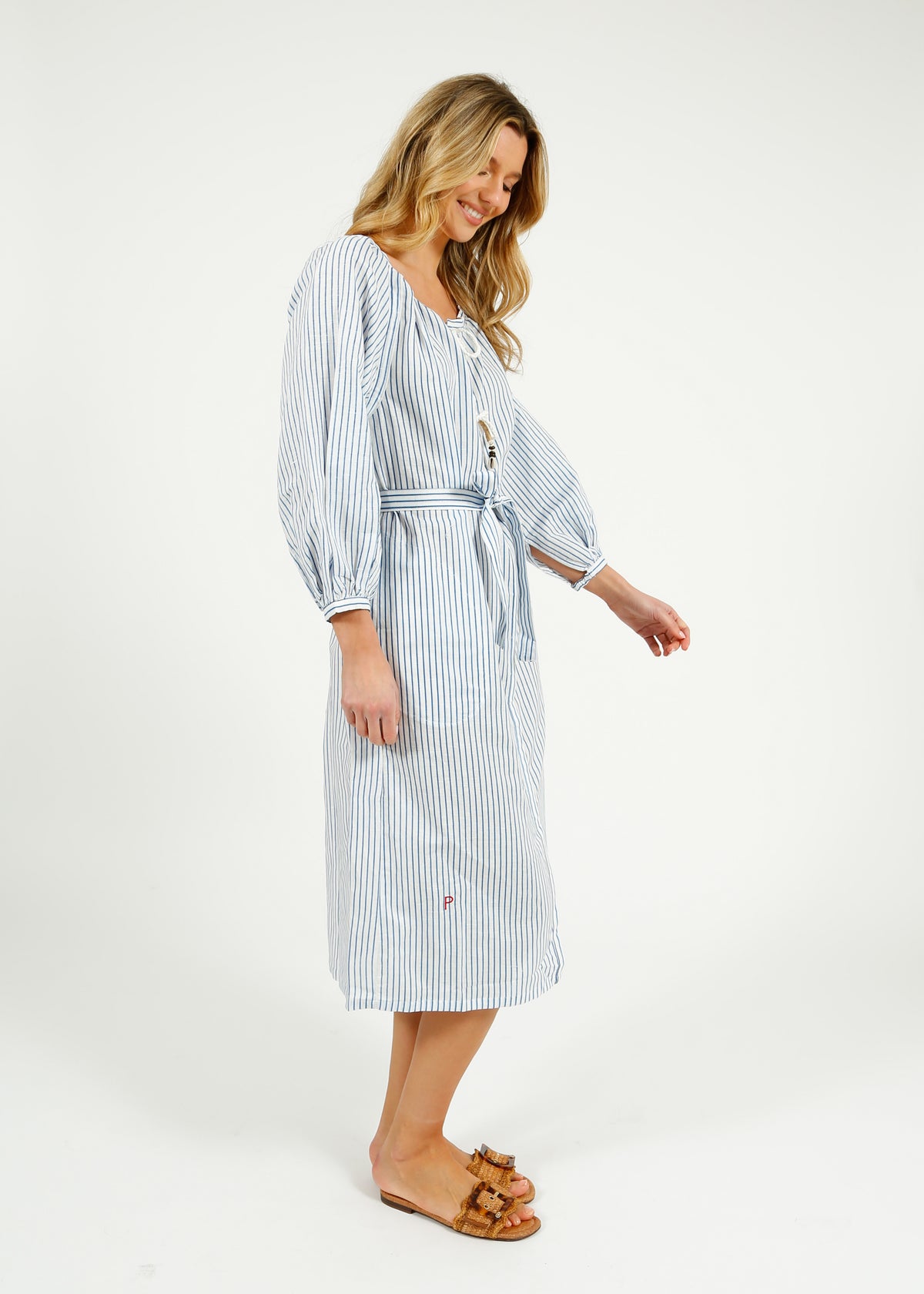 PARK Holiday Shop Long Kaftan in Blue Stripe