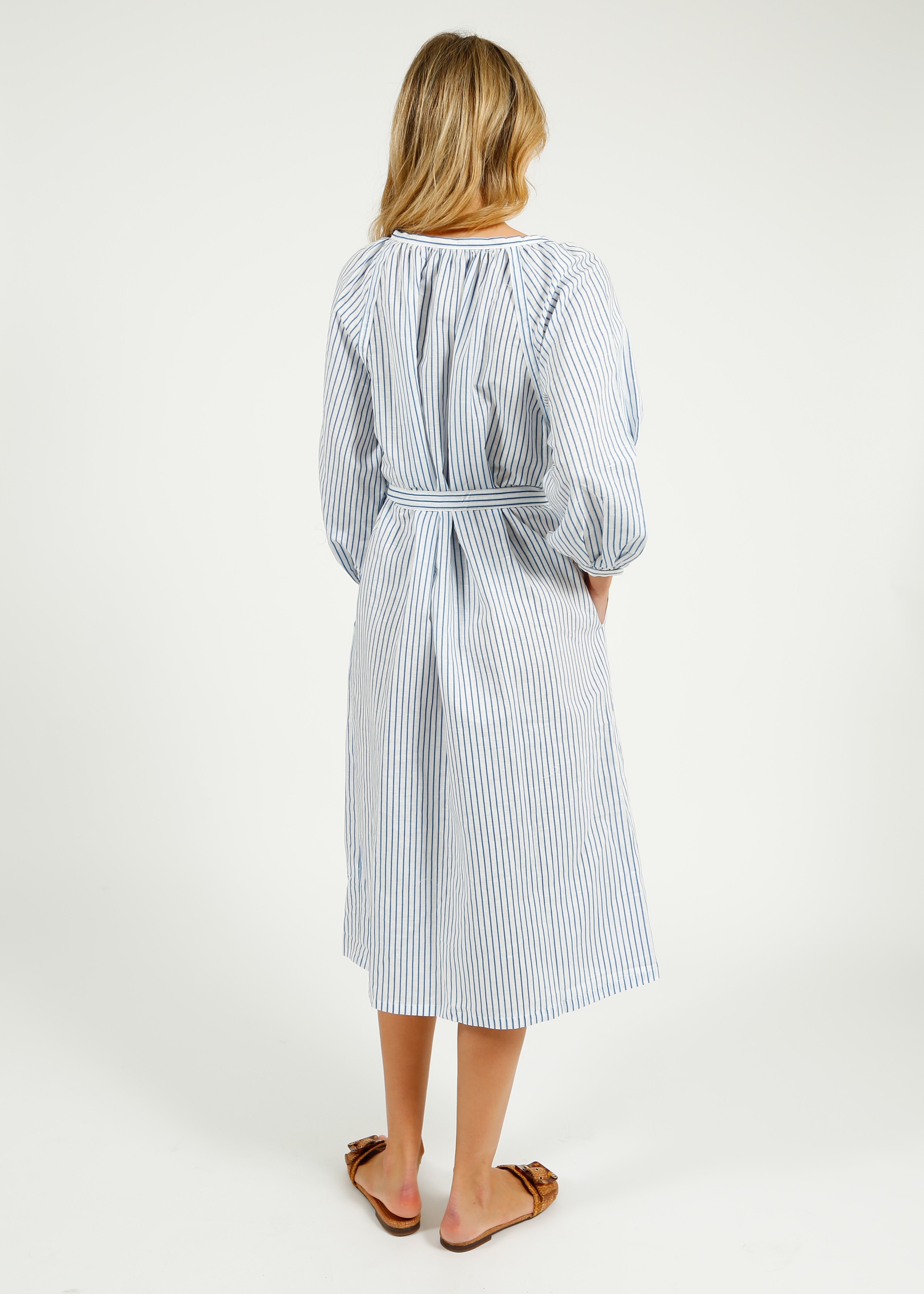PARK Holiday Shop Long Kaftan in Blue Stripe