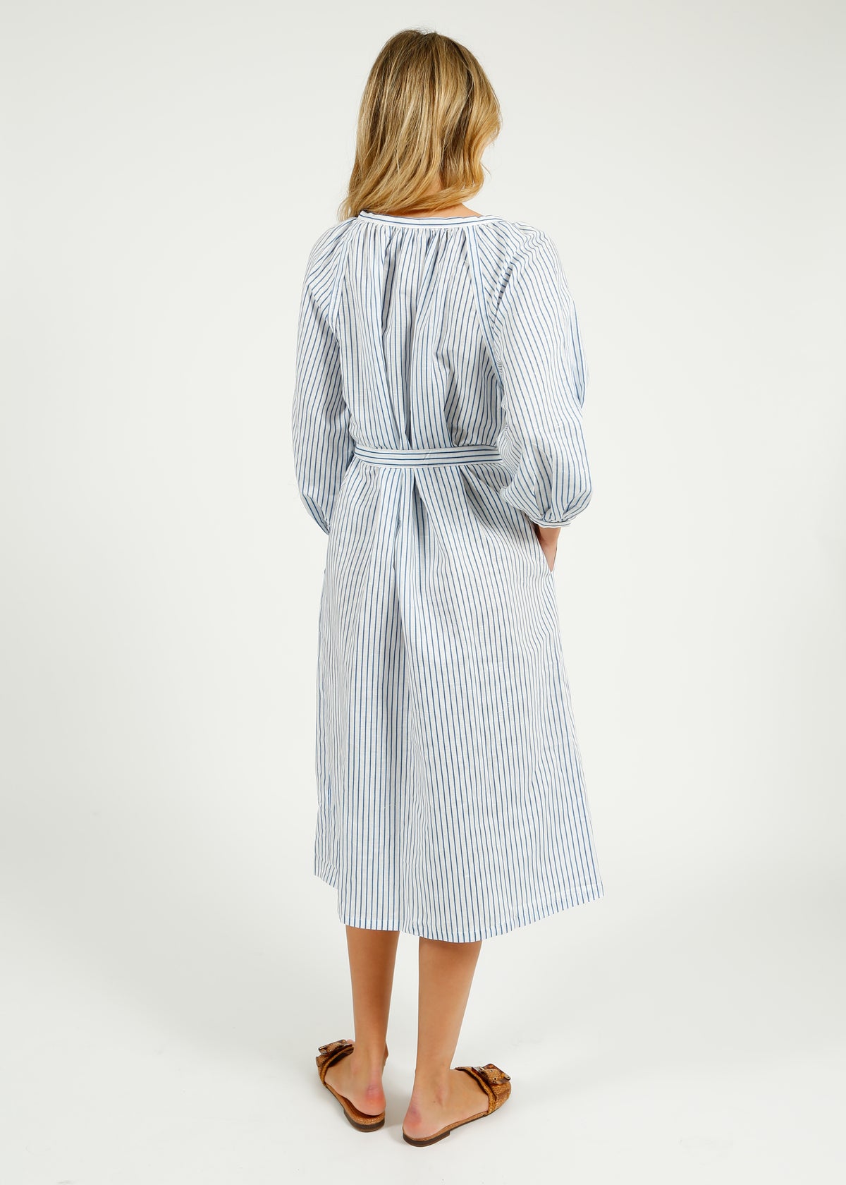 PARK Holiday Shop Long Kaftan in Blue Stripe