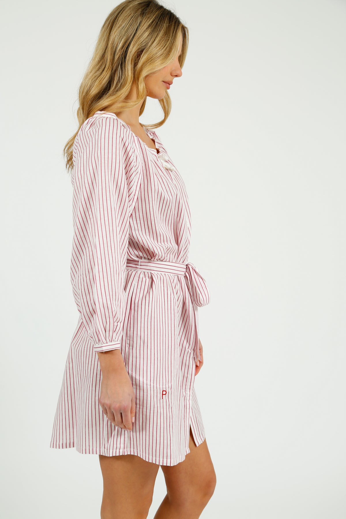 PARK Holiday Shop Short Kaftan in Pink Stripe