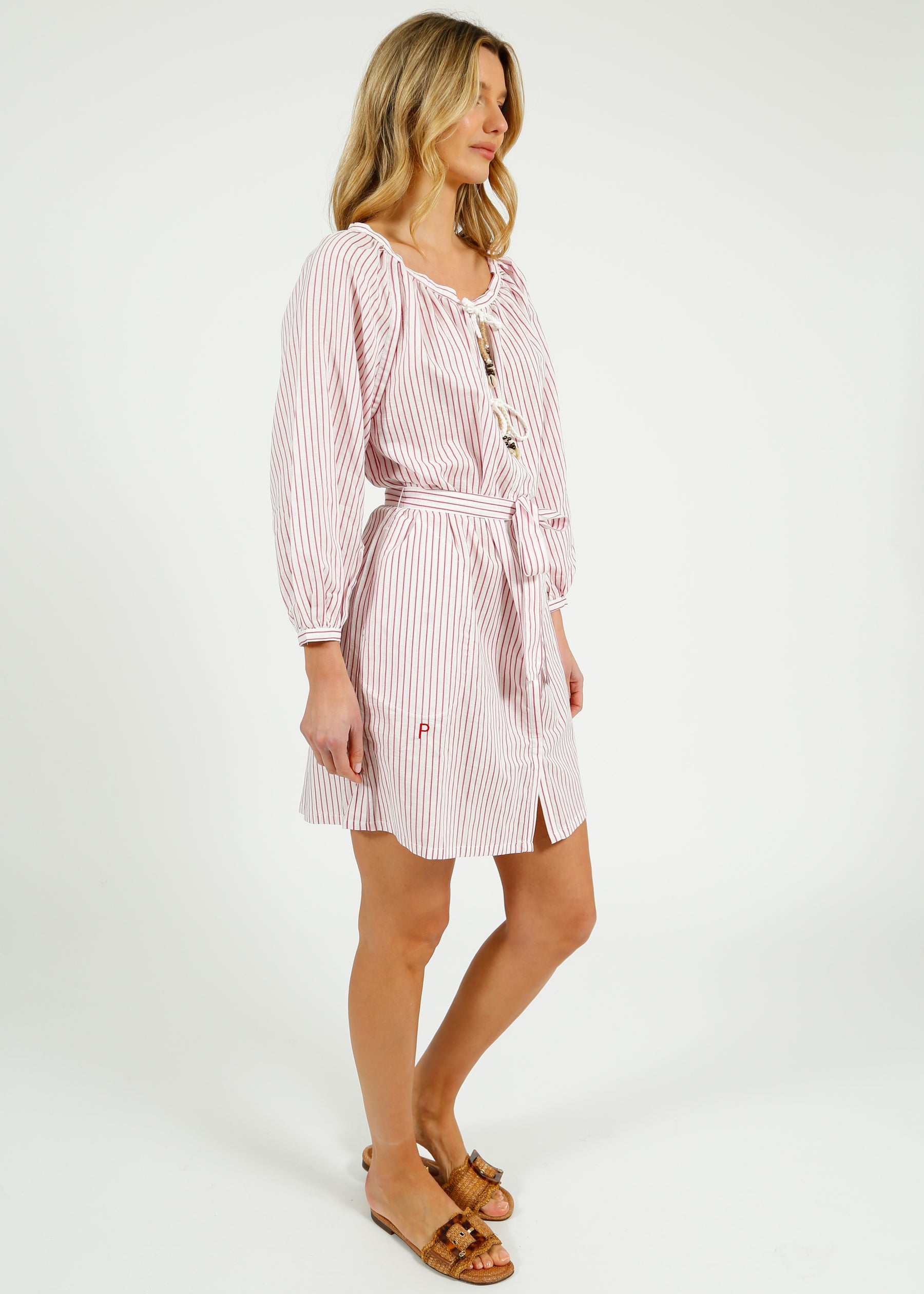 PARK Holiday Shop Short Kaftan in Pink Stripe