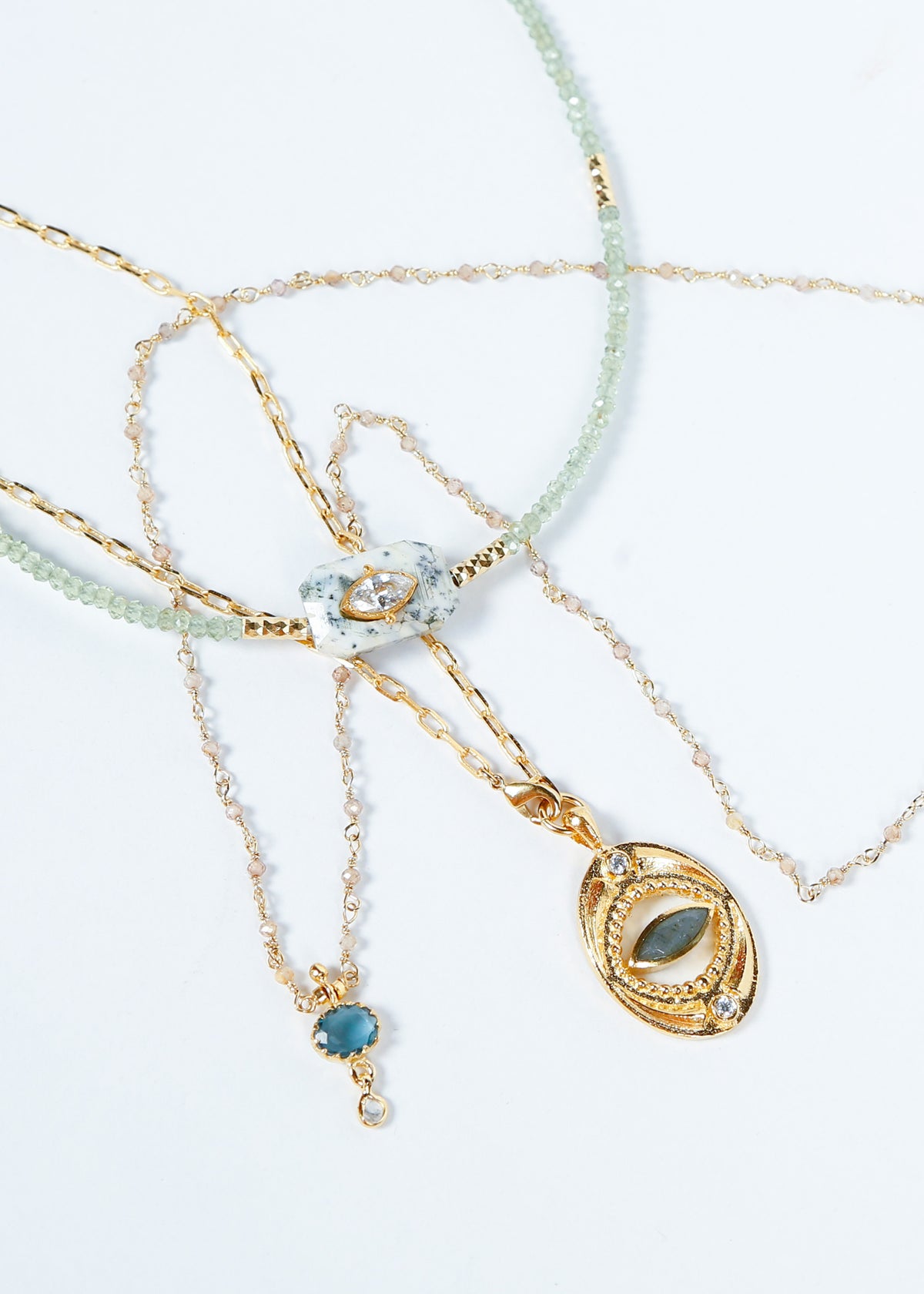 HANKA Gabriel Necklace in Zircon, Topaz, Polki