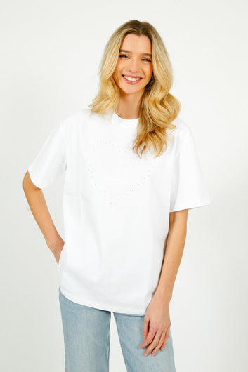 GANNI T4033 Heavy Cotton Drop Shoulder Heart Tee