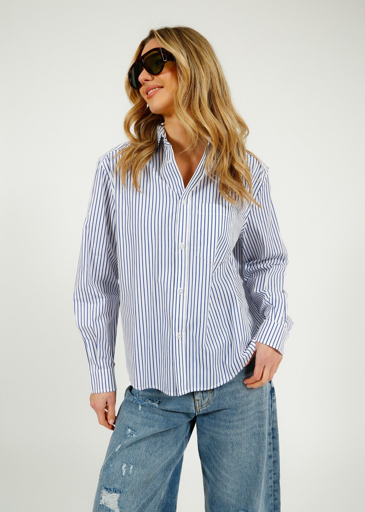 PARK Classic Shirt Blue and White Stripe