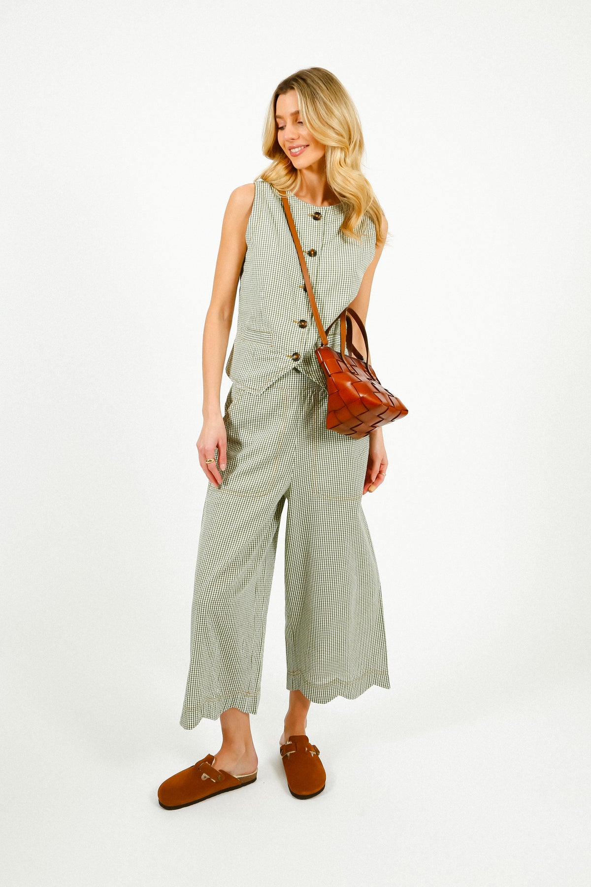 BONTE Aide Trouser in Green Gingham