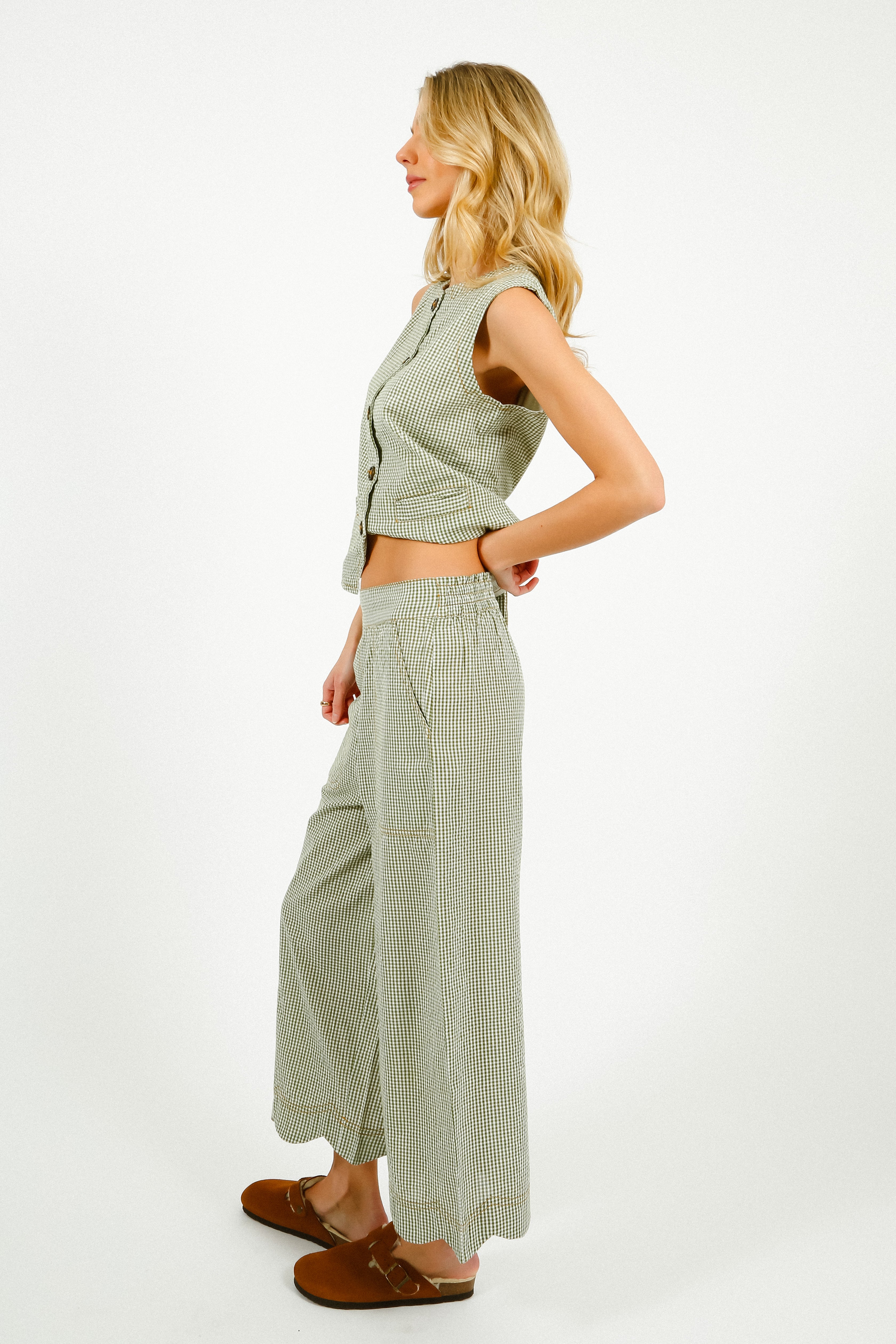 BONTE Aide Trouser in Green Gingham