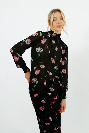 Primrose Park Tracy Top in Blurred Floral | Sheer Floral Blouse