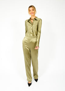 You added <b><u>JOSEPH Tova Silk Satin Pant in Dark Olive</u></b> to your cart.