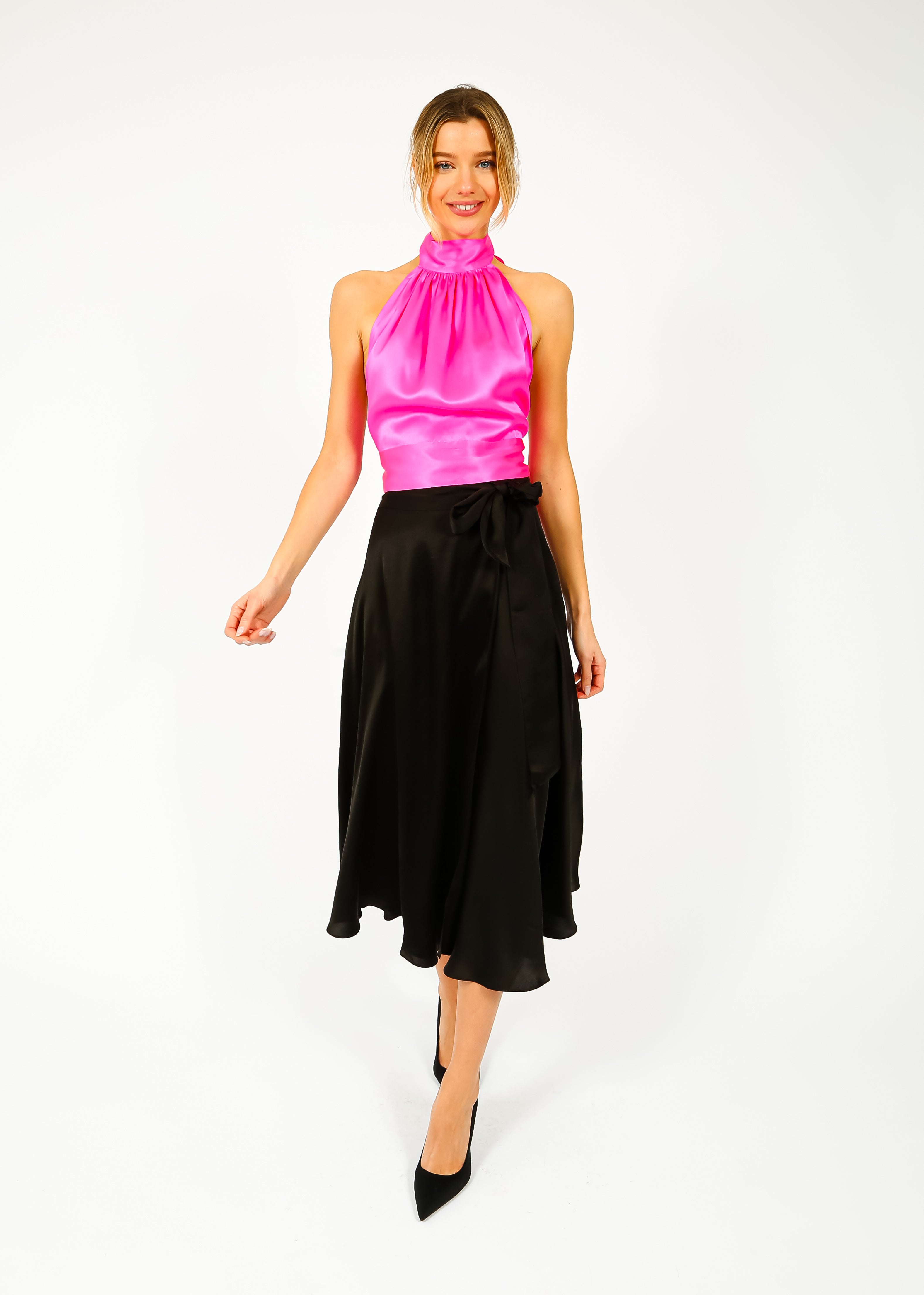 HARMUR Midi Wrap Skirt in Black