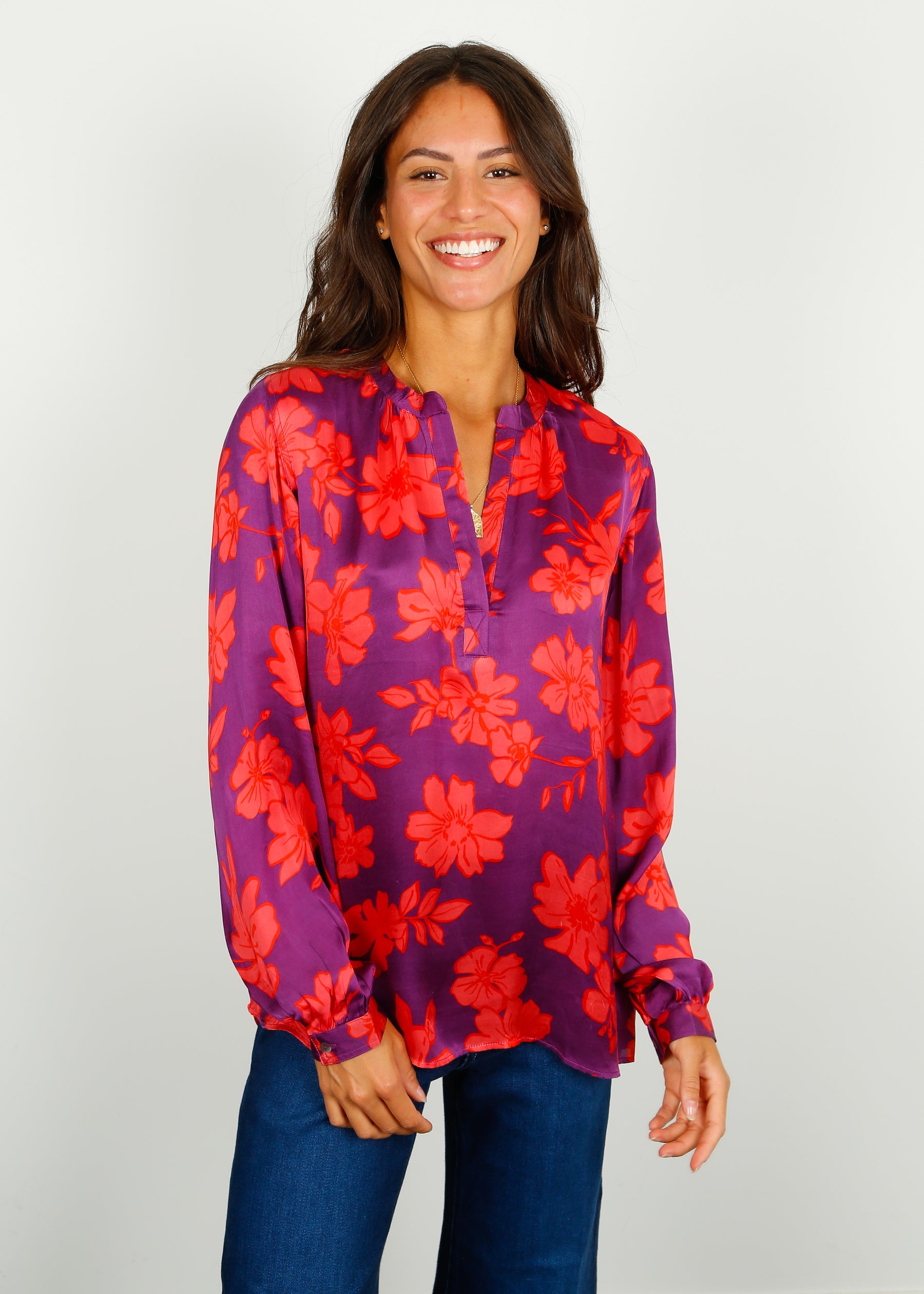 PPL Sandy Open Shirt in Sketch Floral 05 Coral