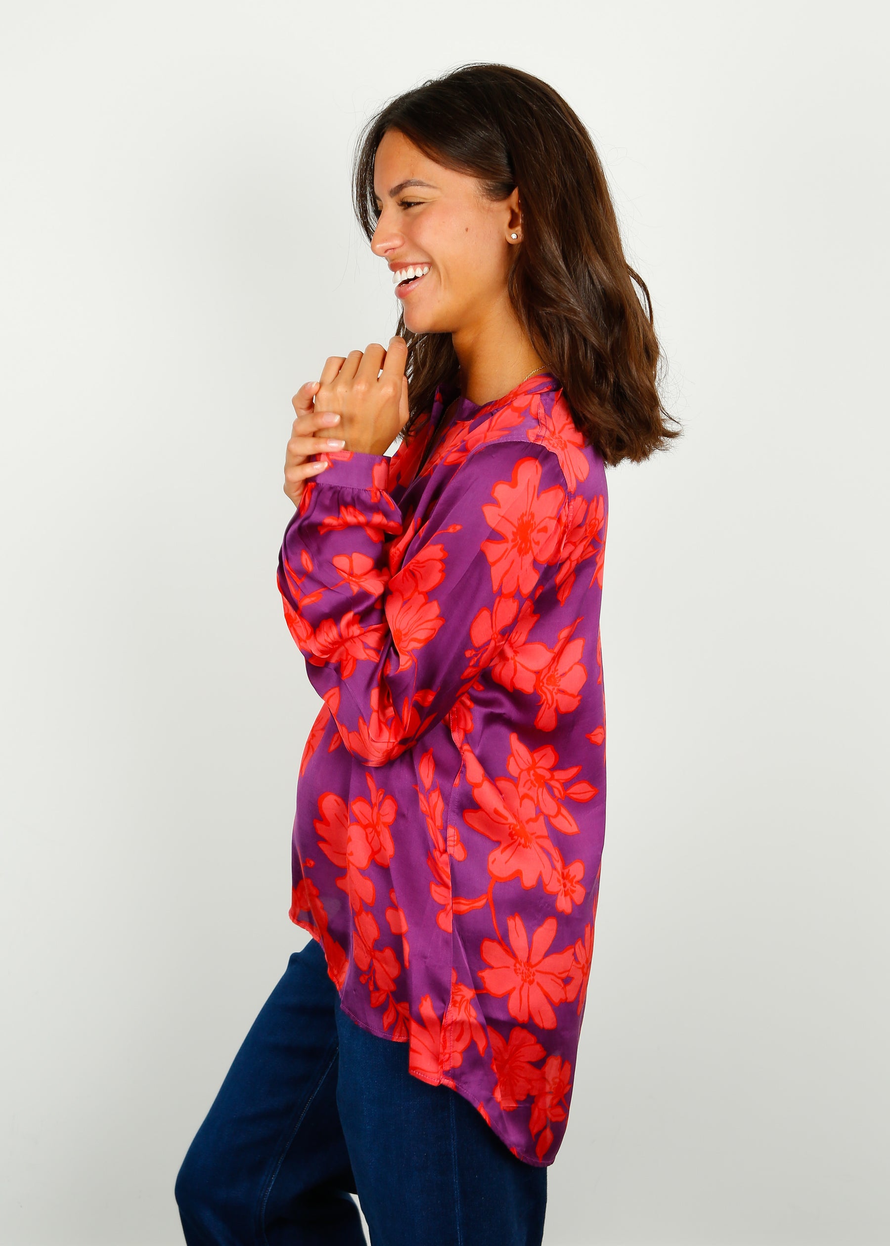 PPL Sandy Open Shirt in Sketch Floral 05 Coral