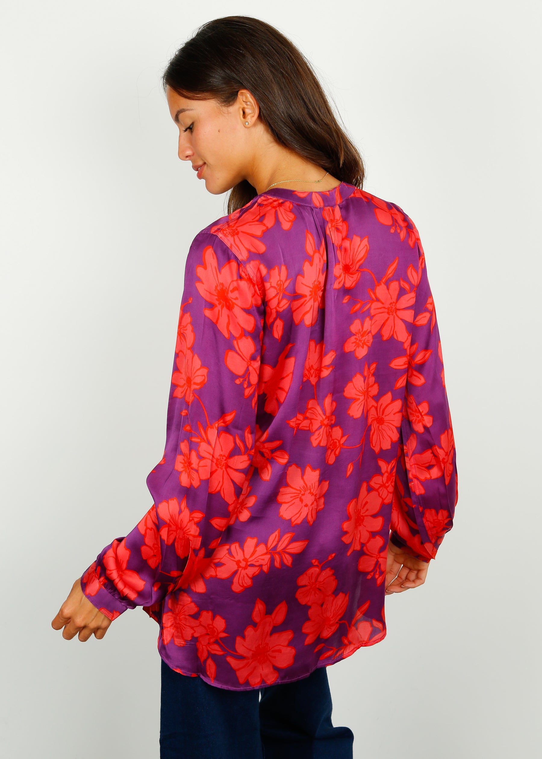PPL Sandy Open Shirt in Sketch Floral 05 Coral