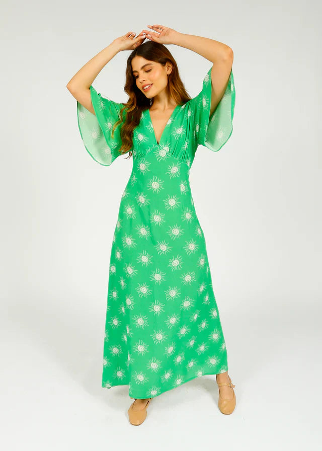 PP Willow Dress in Wavy Sun Green